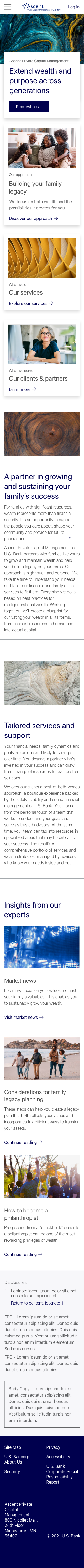 US Bank homepage mobile