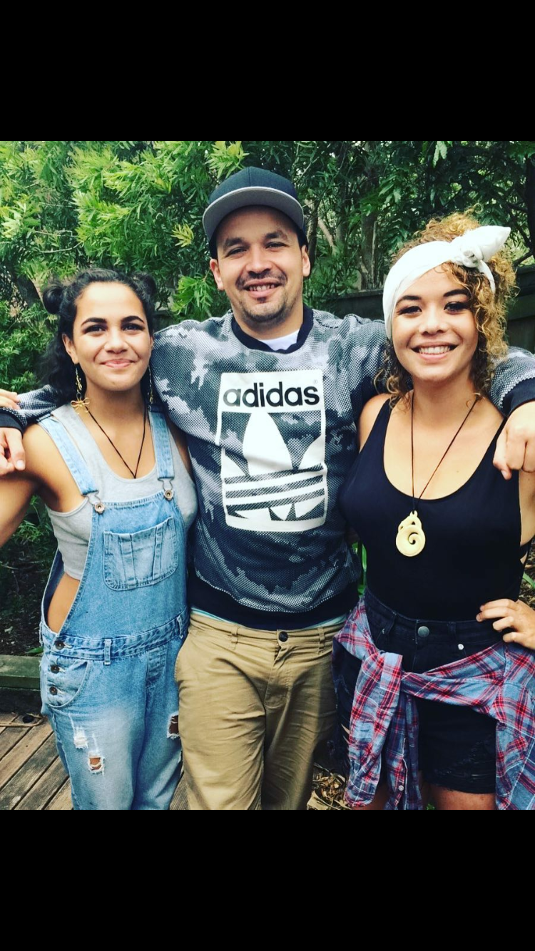Annie, on the right, with whānau