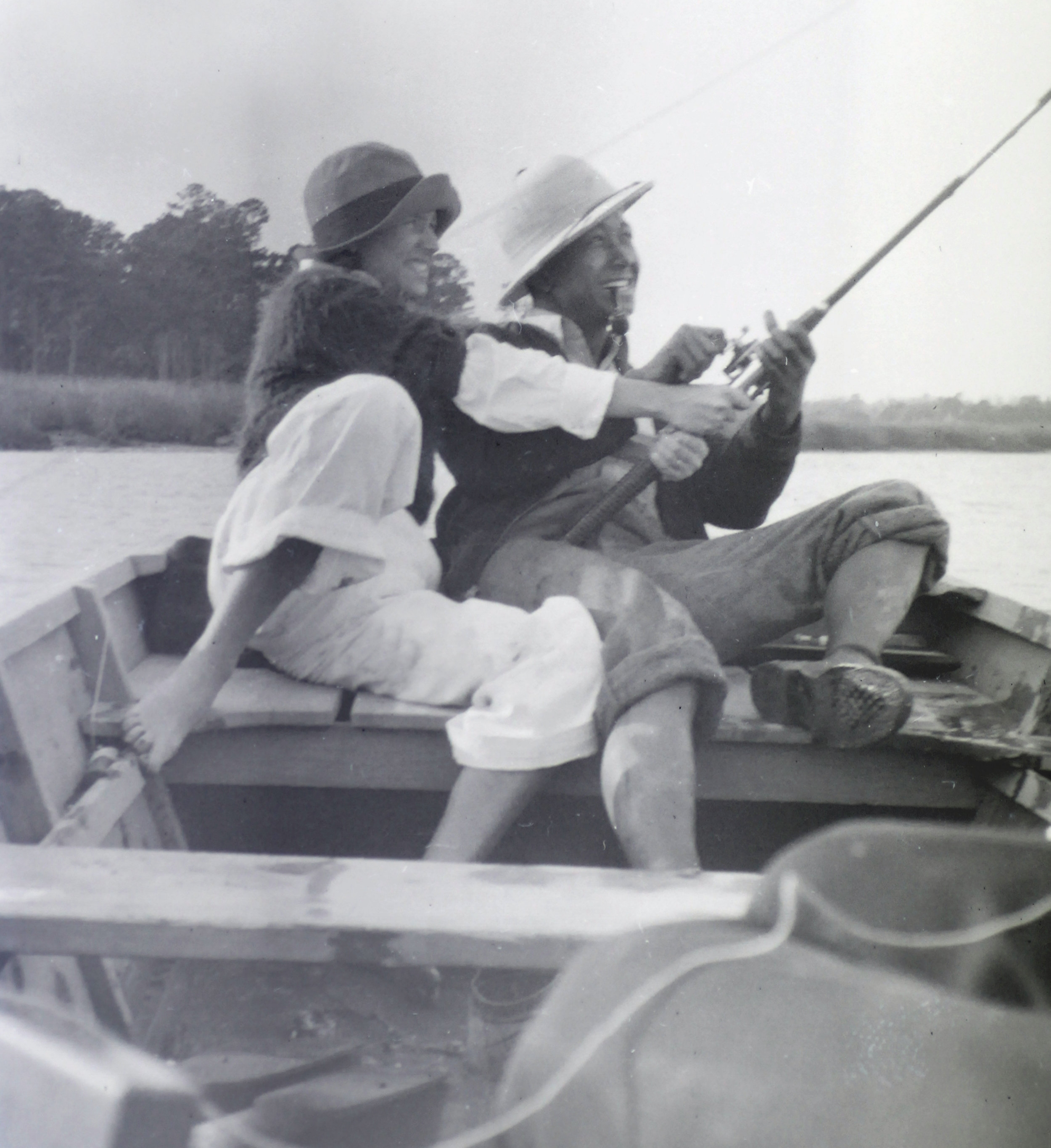 Fishing with his sister-in-law, Merle, in halcyon pre-War days, ca. 1935