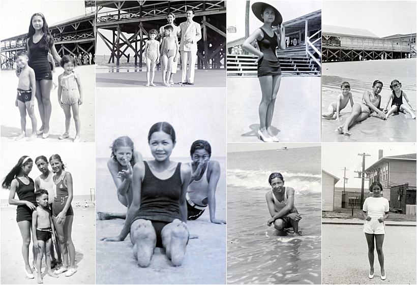 Dad was an early camera junkie and he loved to take pictures of his family. Here he captures oceanside antics with three of his older siblings with their families.