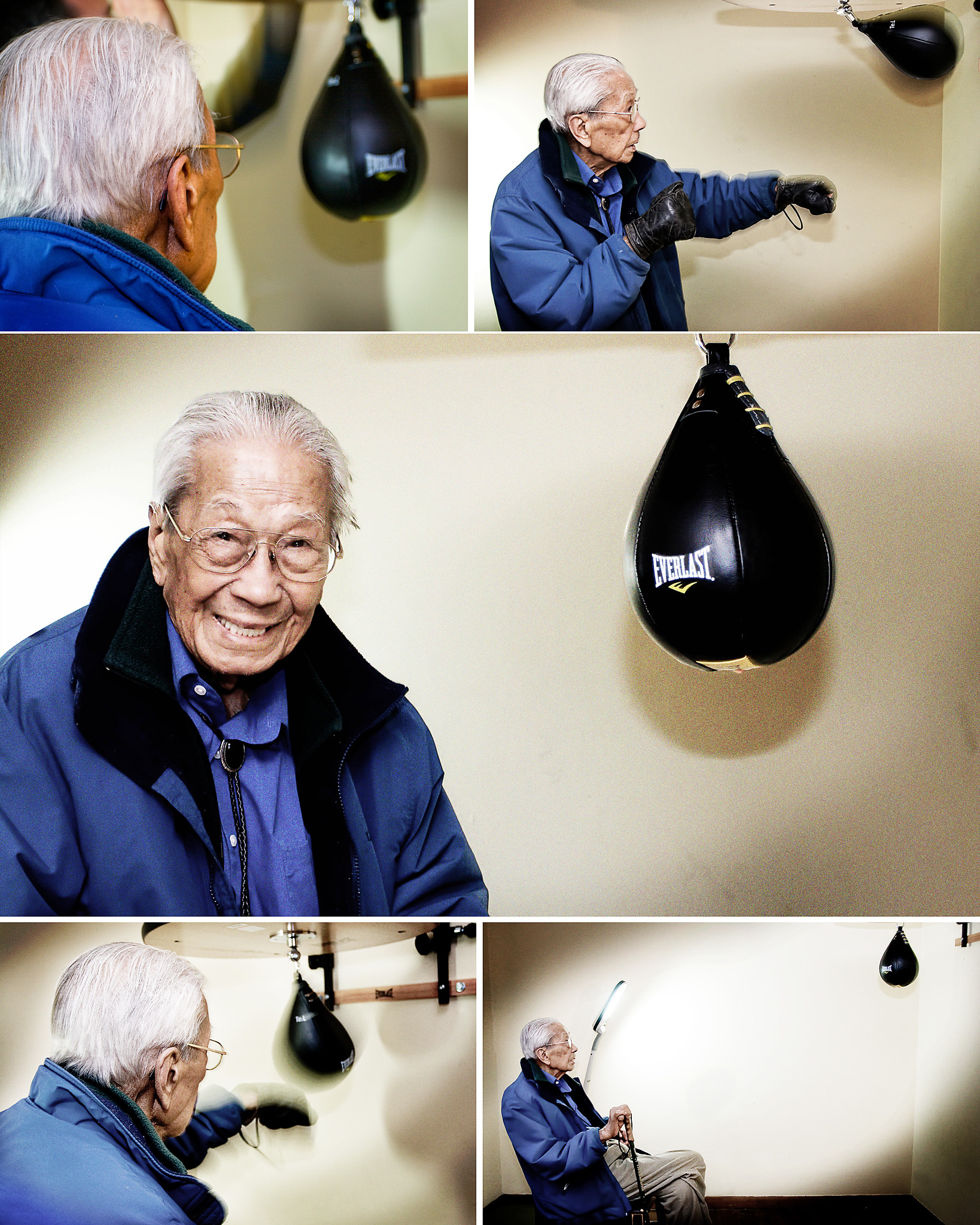 Only four months after Mom died, Dad - at 98 - turned his face to the sun once more and figured he might like to do a little boxing again. We got him set up in my sister's old room.