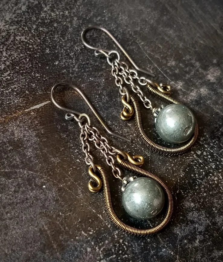 Pyrite Bronze Mini-Hoop Earrings