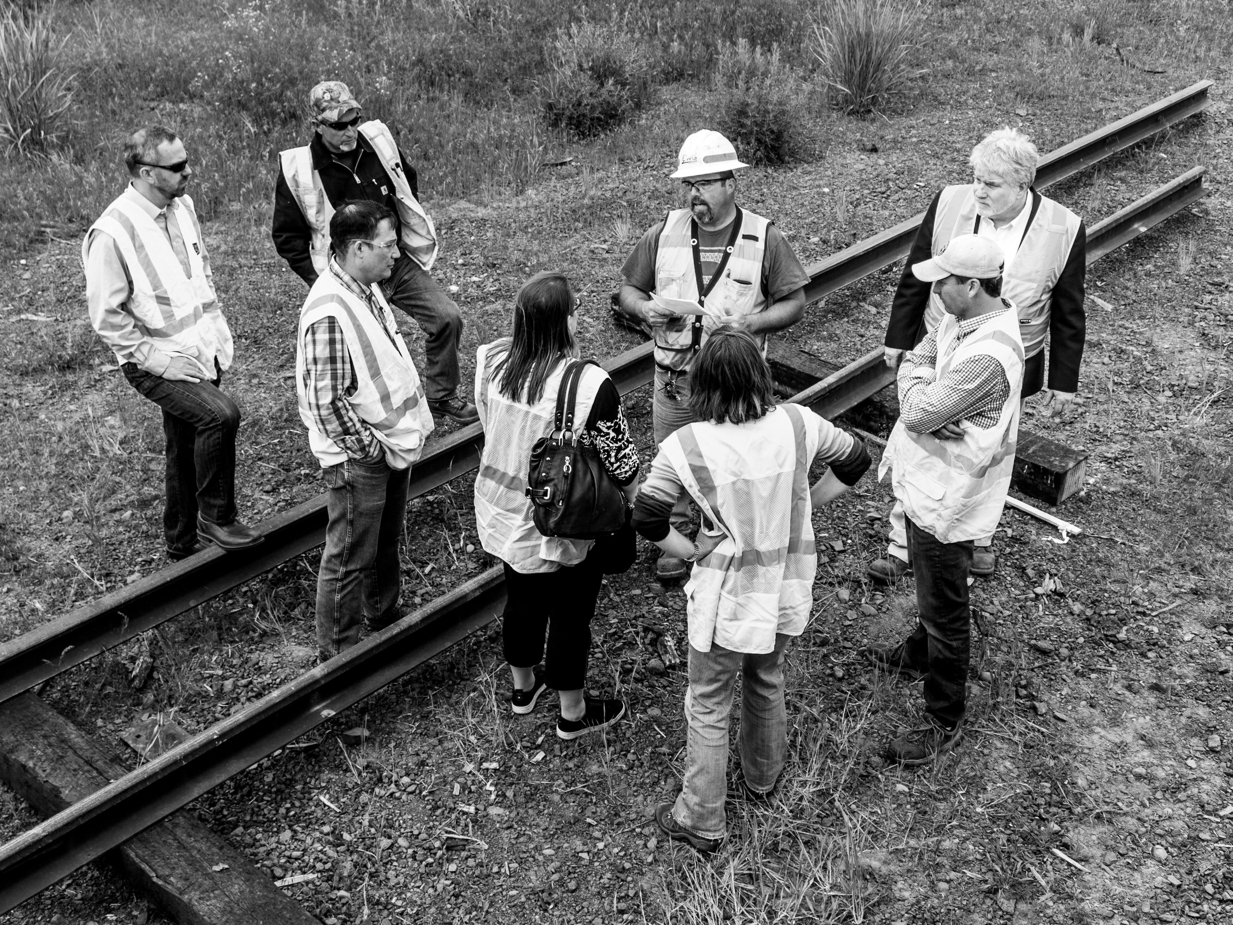 Bill (hard hat) with Washington State Senators and Representatives, and Paul Katovich, CEO, Highline Grain (left)