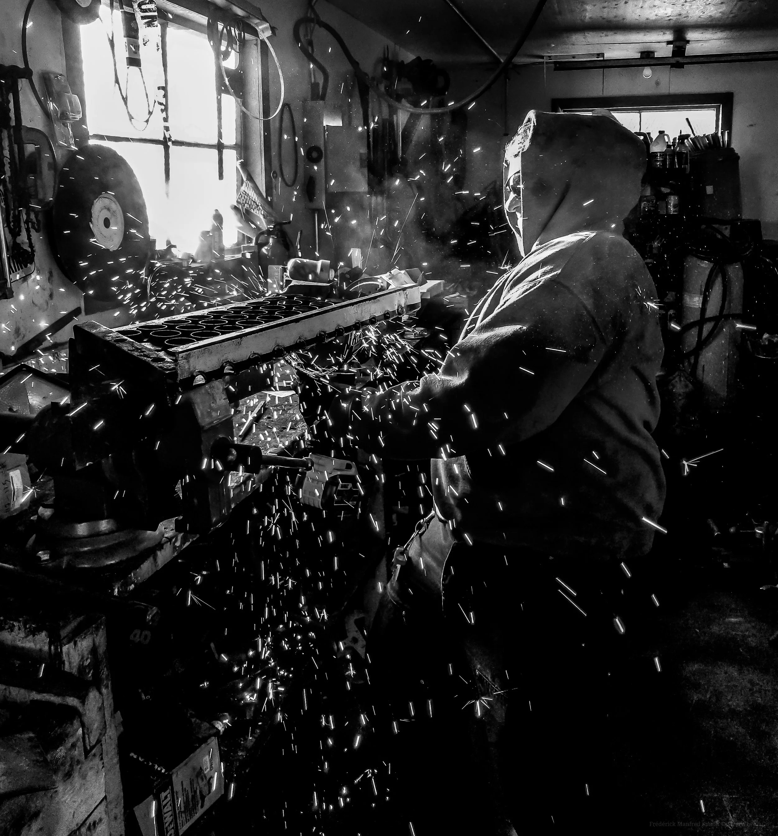 Jeff repairing a locomotive foot step at Davenport