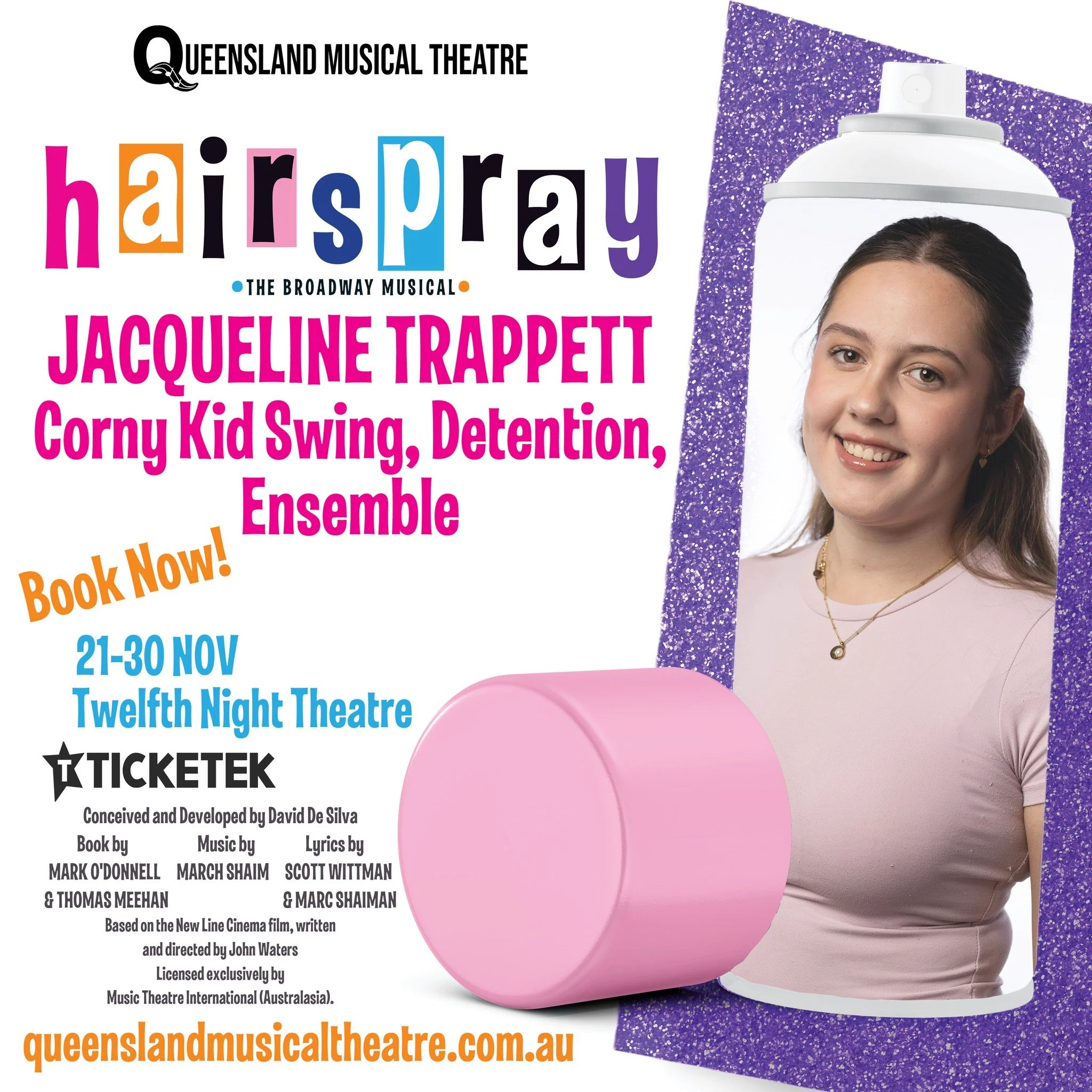 Jacqui is thrilled to make her QMT debut in Hairspray! She&rsquo;s been performing since childhood, singing with Queensland Show Choir and dancing from age three. Recent roles include I Love You, You&rsquo;re Perfect, Now Change and Downtown: The Mod
