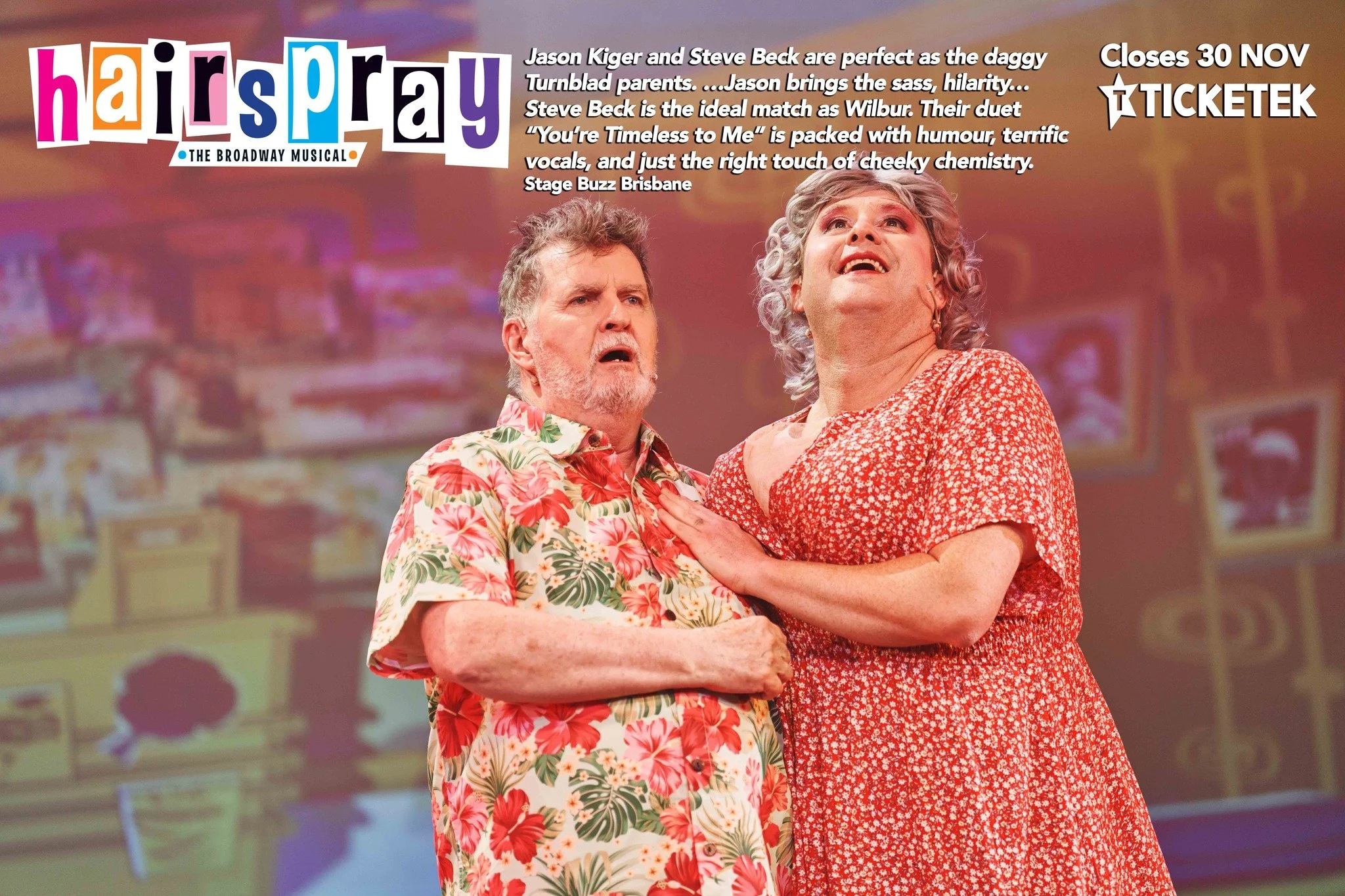 ✨ What the Critics Said ✨

Jason Kiger and Steve Beck are perfect as the daggy Turnblad parents. Traditionally, a guy plays Edna, and Jason brings the sass, hilarity, and rocks that v-neck dress with some seriously epic fake cleavage. I was honestly 