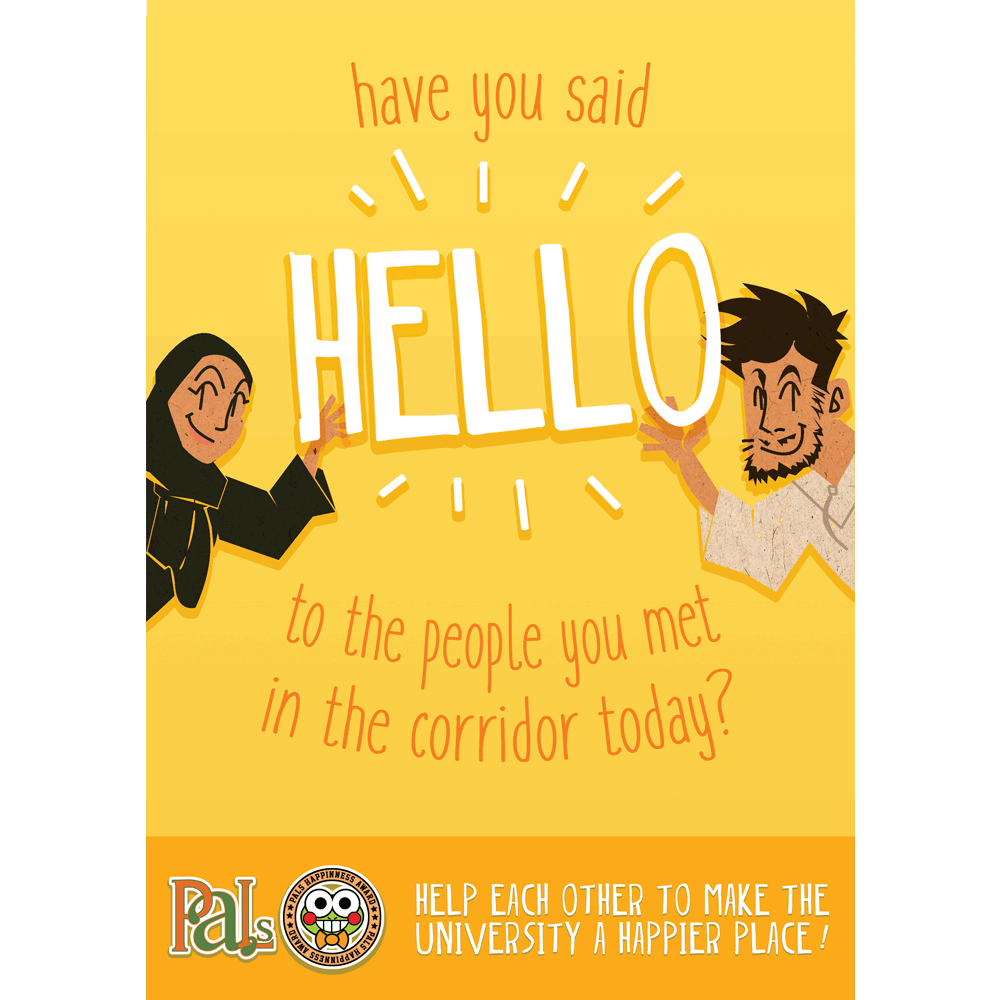 Happiness campaign poster, commissioned by PALs at Zayed University, 2017