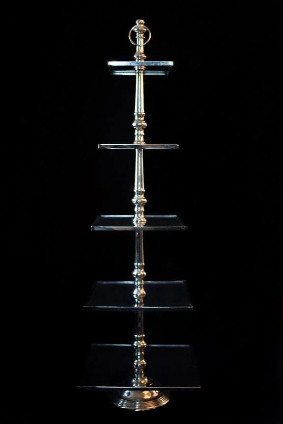 5 Tier Glass and Silver Dessert Station I $60.00 I Qty 2