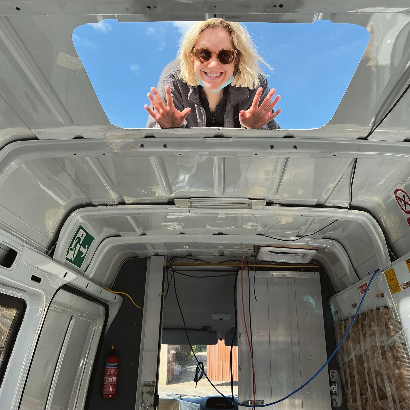 A well overdue van update&hellip;let there be light! ☀️ 
-
For security I decided to have fixed privacy windows and instead two opening skylights. This one is huge and I&rsquo;m so pleased with it! 
-
Process Below:
1. We wanted to remove the panel t