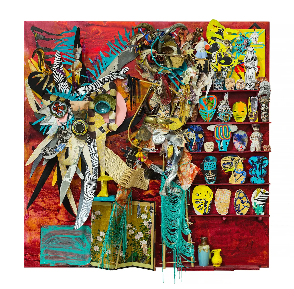 Wakashu 2017 Collage on Wood in Artist’s Plexi Box 50” x 50”