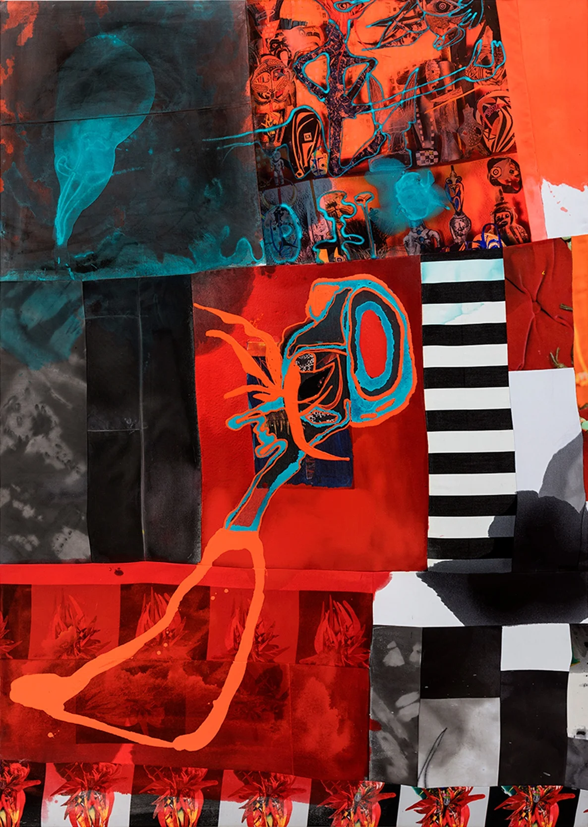 Red 1 2018 Acrylic on Printed Fabric 82" x 58 1/2"
