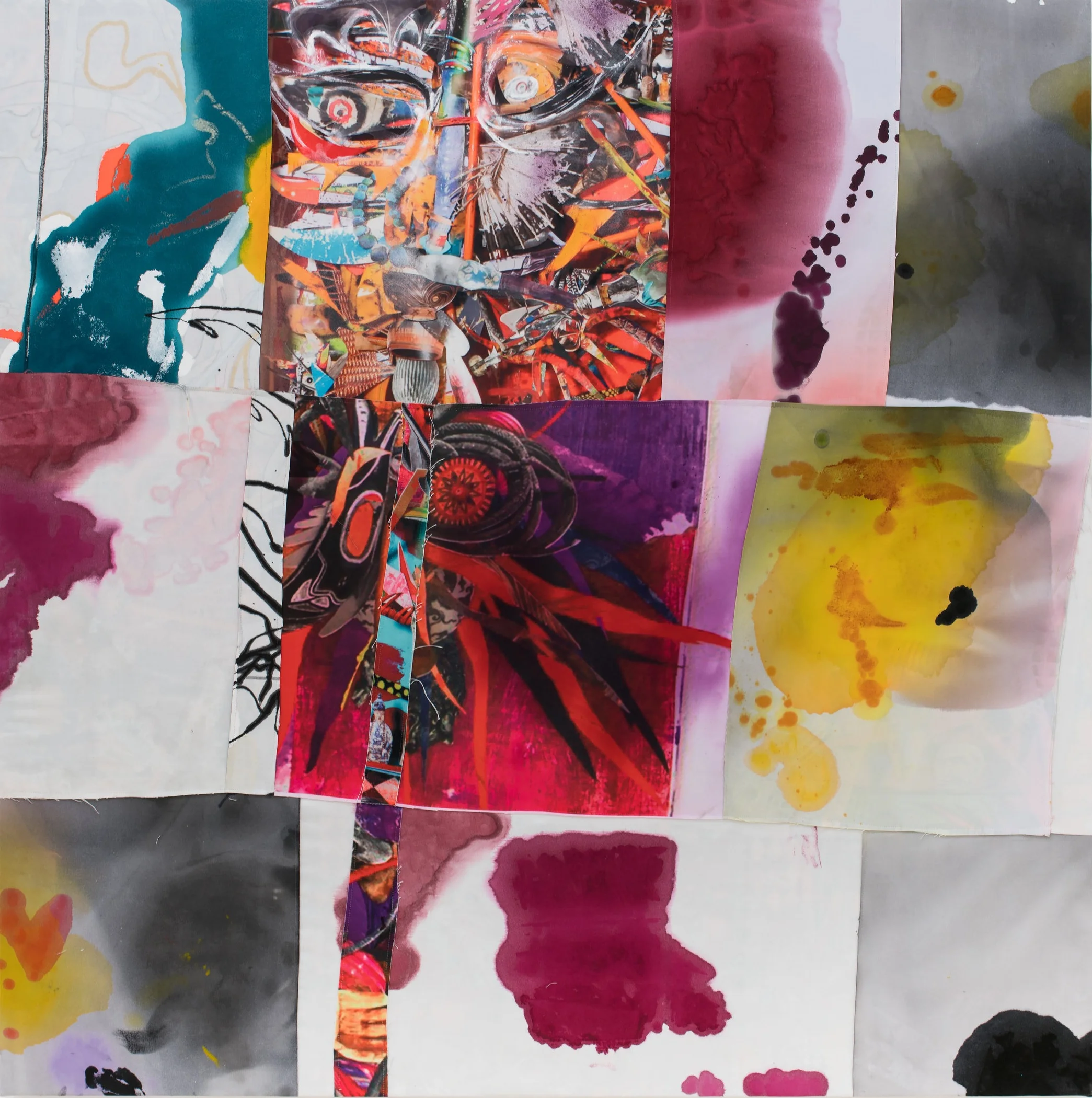 Patchwork Patty 2017 Acrylic on Printed Fabric 66" x 66"