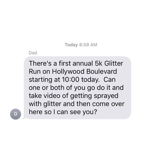 With love in your eyes and Glitter in our Hair ---------------------------------------------------- Today at 8:59 AM I got this text from my dad who has been receiving treatment for CLL for over a month at @cedarssinai Today was his best day yet and 