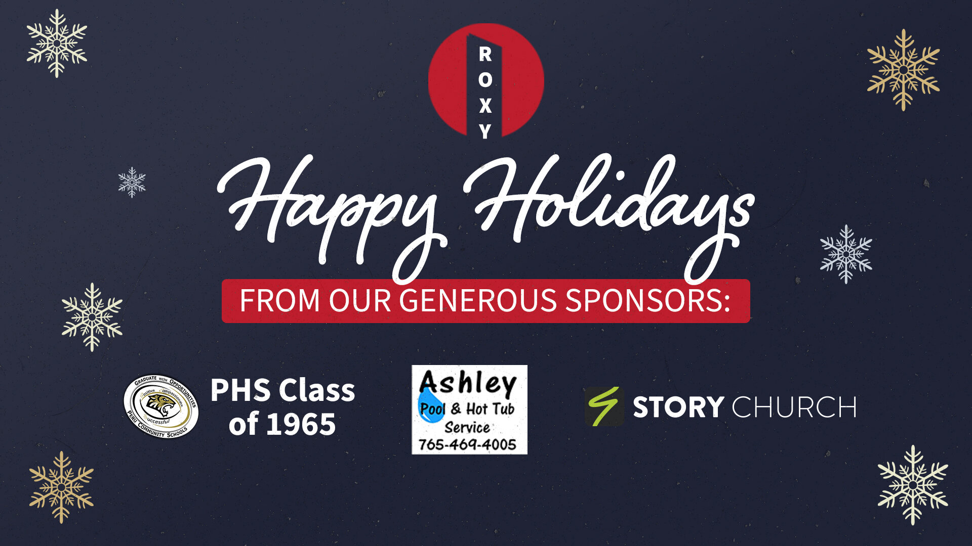 Our Free Christmas Movies series was brought to you this year a wonderfully generous group of people, The PHS Class of 1965, Ashley Pool and Hot Tub Service, and Story Church. They would like to wish everyone in our community a Happy Holiday! 

In tu