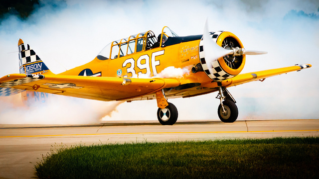 Flown by Jeff Shetterly, this North American SNJ-6 Texan was a Navy variant of the T-6 trainer aircraft.