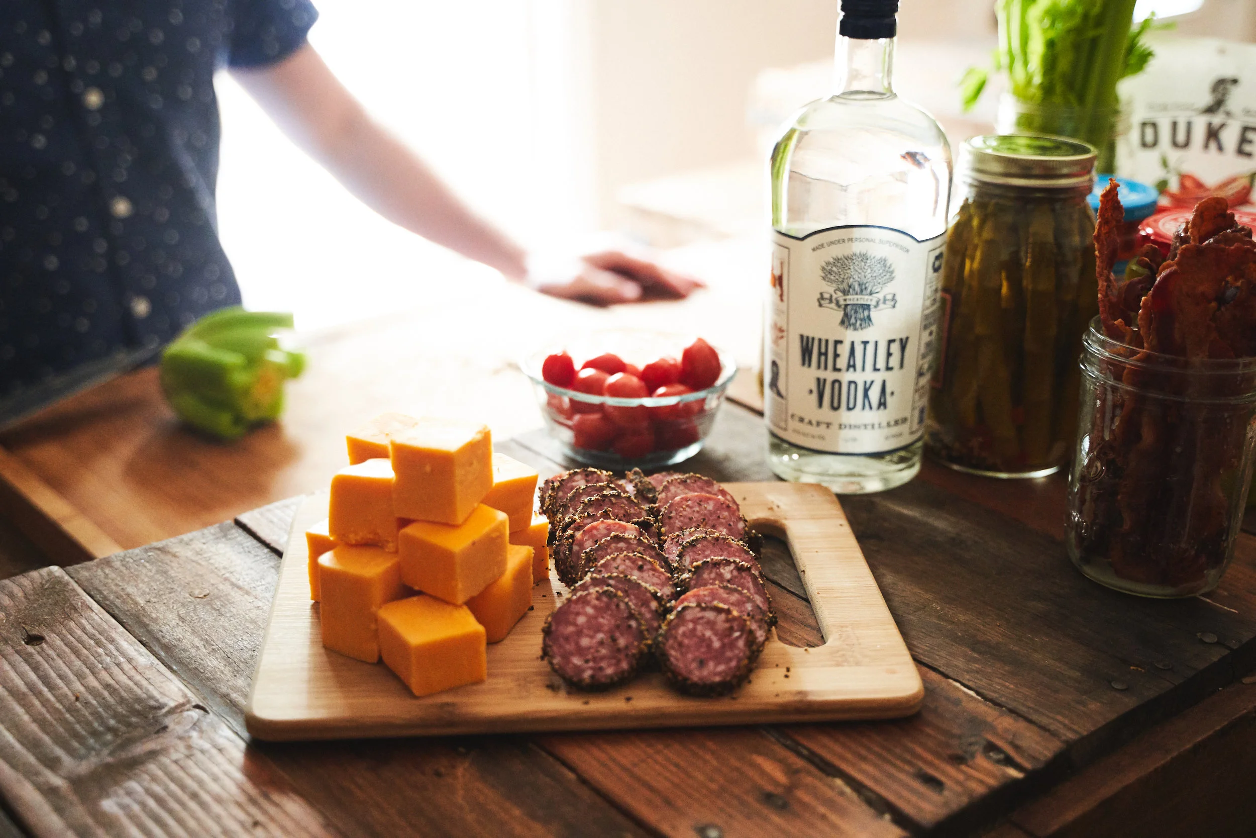 Pro-tip: Cut LARGE cubes of cheese and thick slices of hard salami