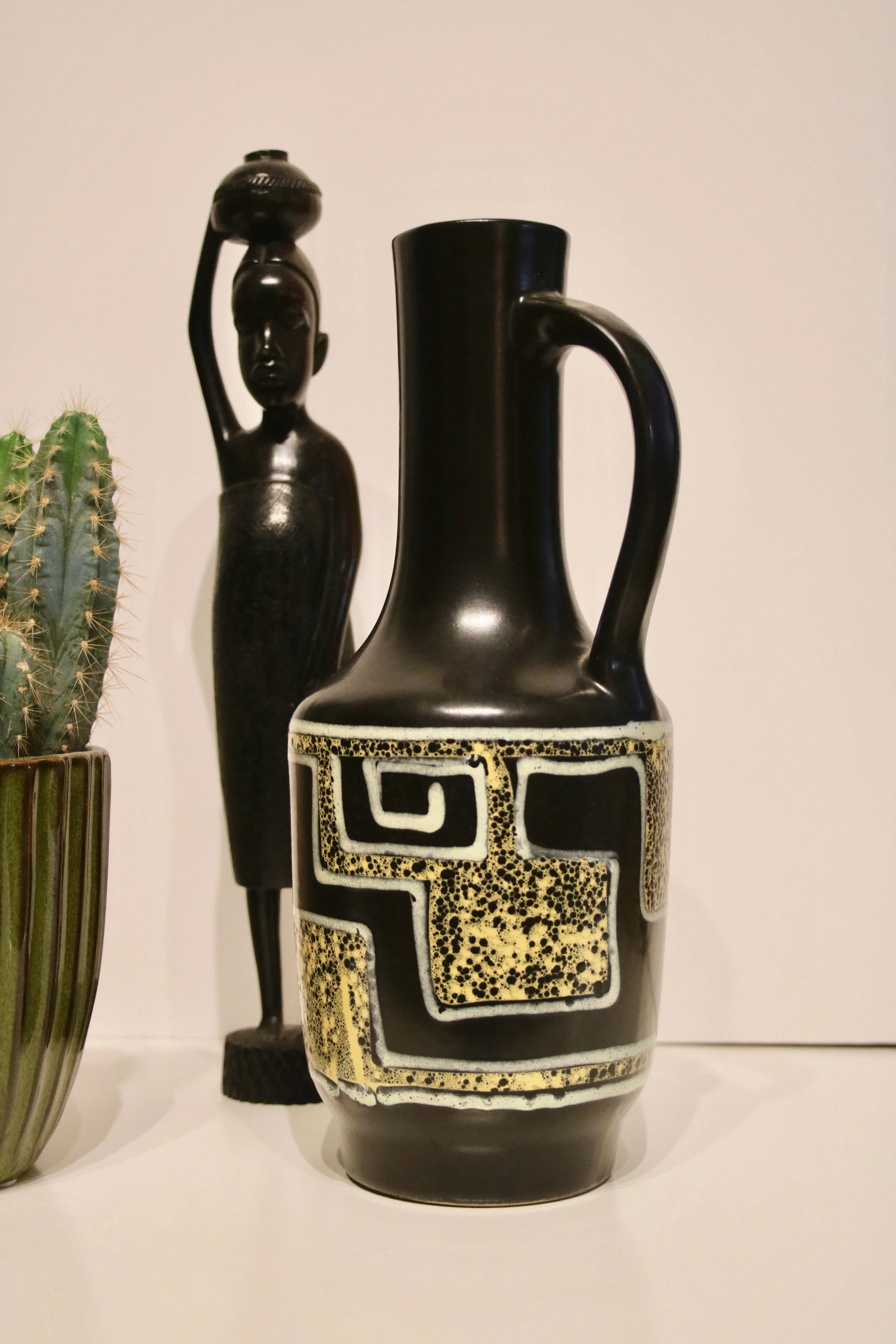Black and yellow Boho pitcher H30