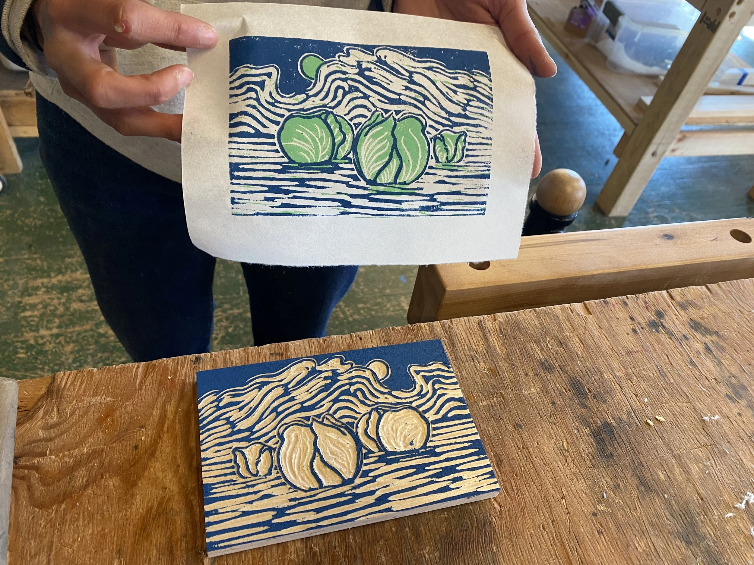 Advanced Two-Block Printmaking, Fireweed