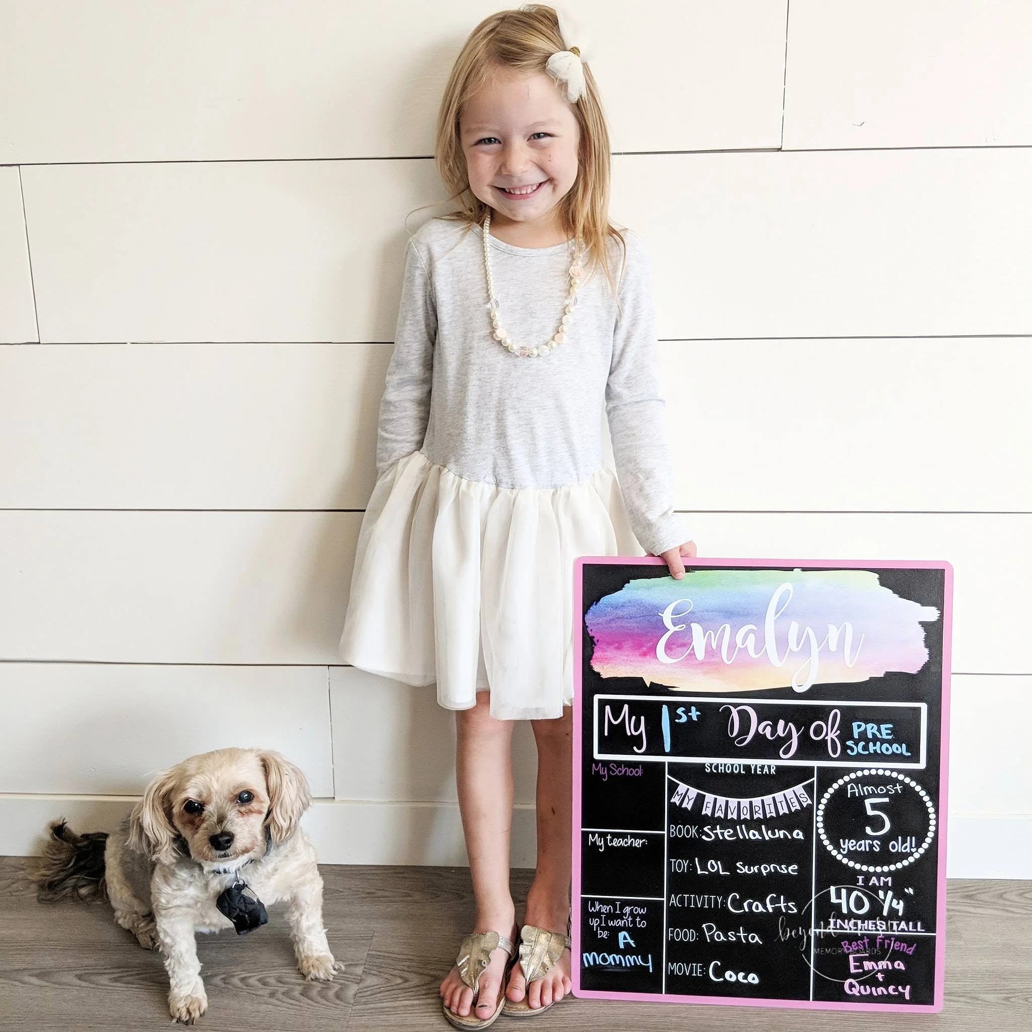 Back to School Sign Erasable Chalk Board Rainbow Watercolor