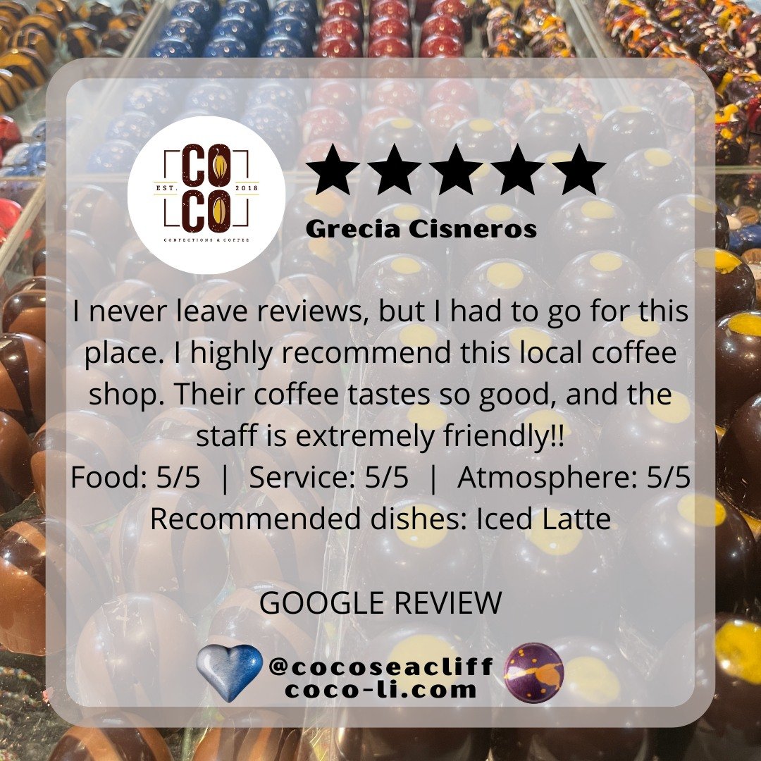 ⭐️⭐️⭐️⭐️⭐️
&quot;I never leave reviews, but I had to go for this place. I highly recommend this local coffee shop. Their coffee tastes so good, and the staff is extremely friendly!!&quot;
Food: 5/5 |  Service: 5/5 |  Atmosphere: 5/5
Recommended dishe