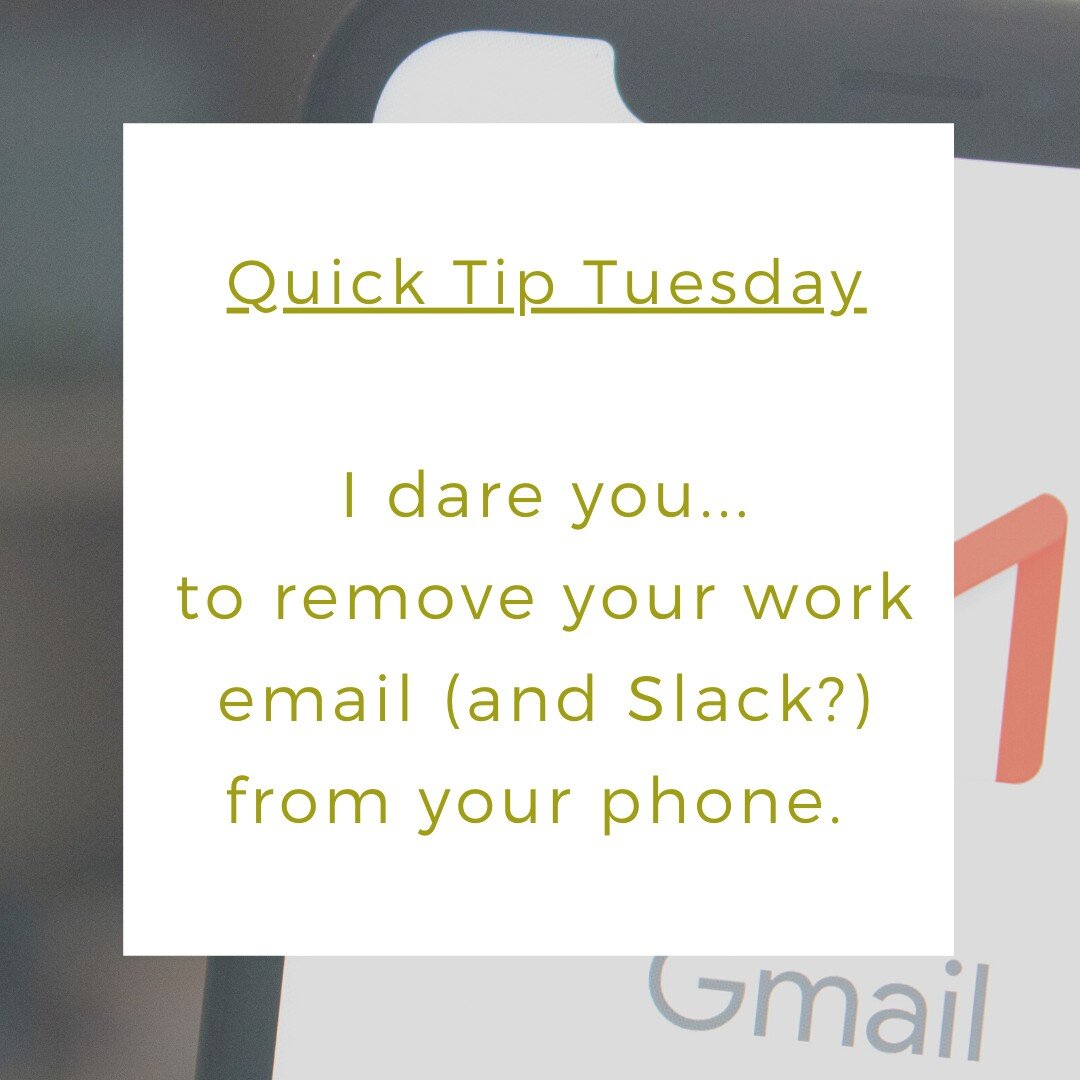 Quick Tip Tuesday  If this pandemic has taught me anything, it is that work knows no boundaries IF you don't set them.⠀⠀⠀⠀⠀⠀⠀⠀⠀
⠀⠀⠀⠀⠀⠀⠀⠀⠀
In the spirit of helping you set boundaries, I challenge you to remove your work email from your phone for at le