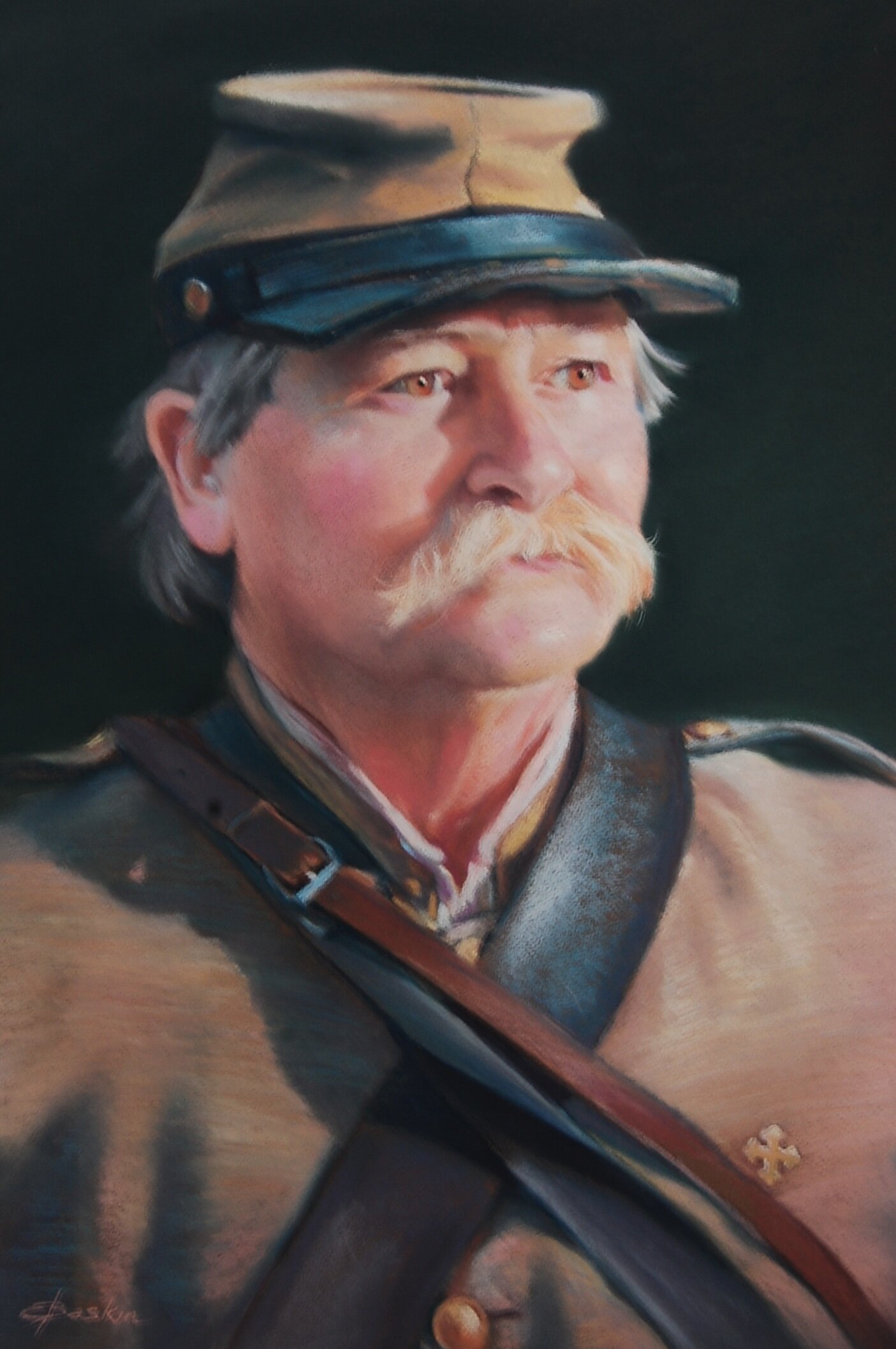   “The Reenactor,” pastel by Evie Baskin, 18”x24”, part of my 2016 series, “Paths of Life,” (sold)  