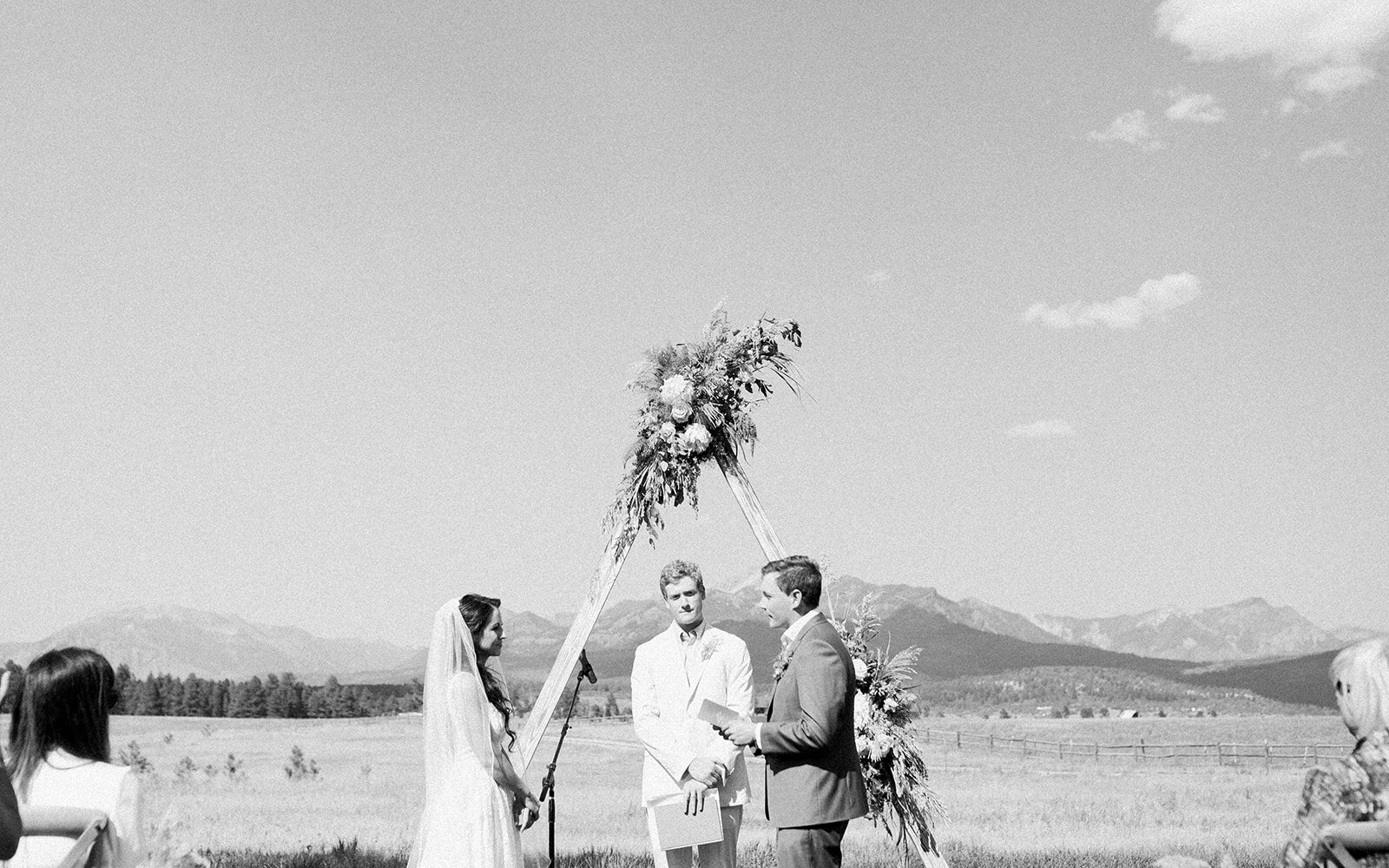 Modern Rustic Colorado newly weds at their mountain wedding ceremony