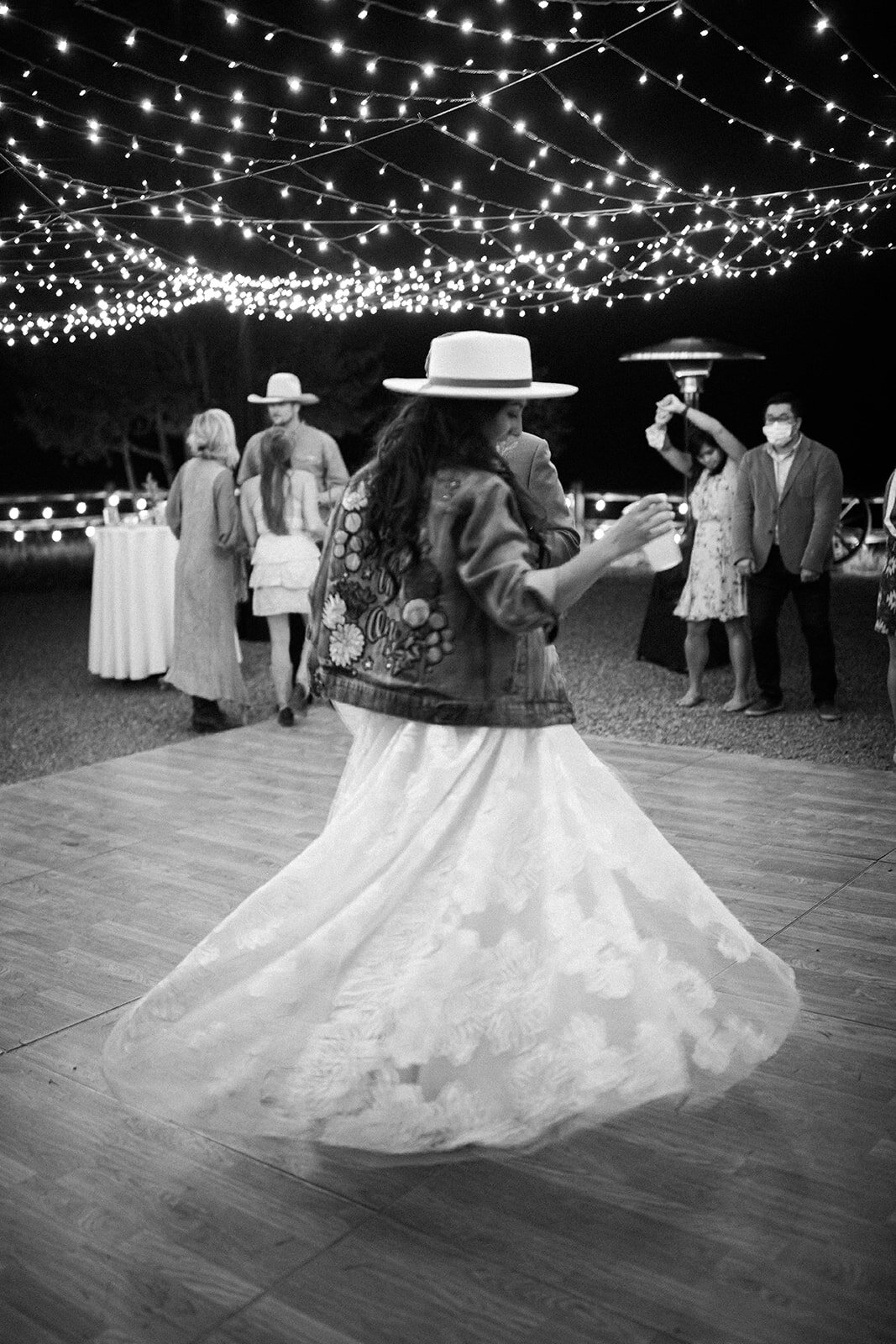 Boho Bride Dancing at her Laid back Wedding reception