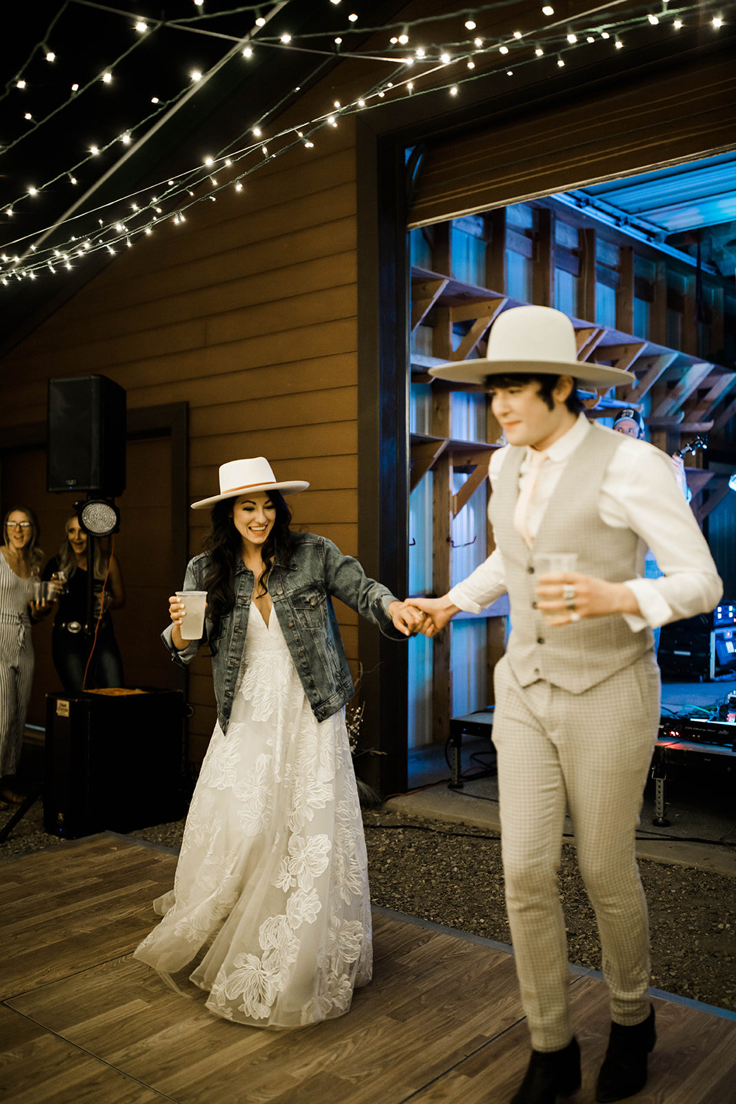 Boho Bride and her Man of Honor Dancing at their Mountain Elopement in Colorado
