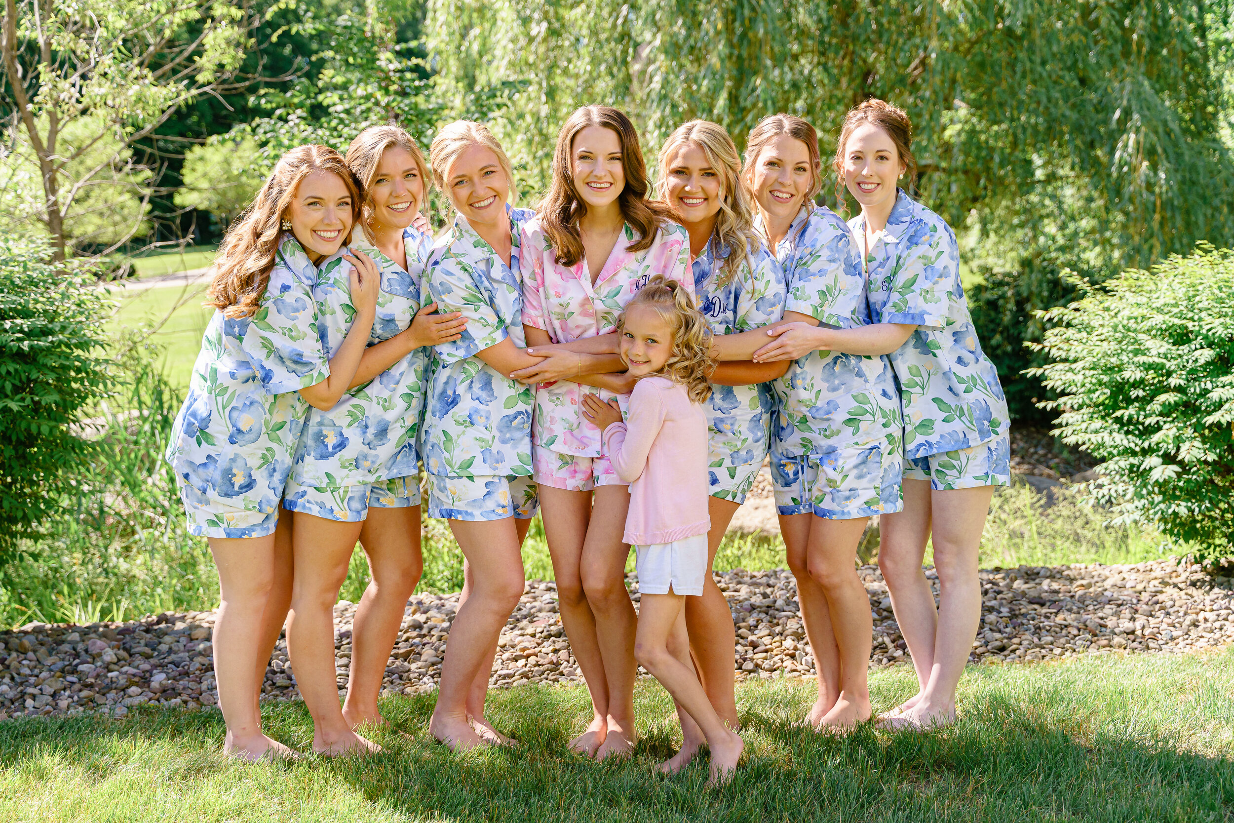 Classic and sweet bridesmaids in matching floral pj's