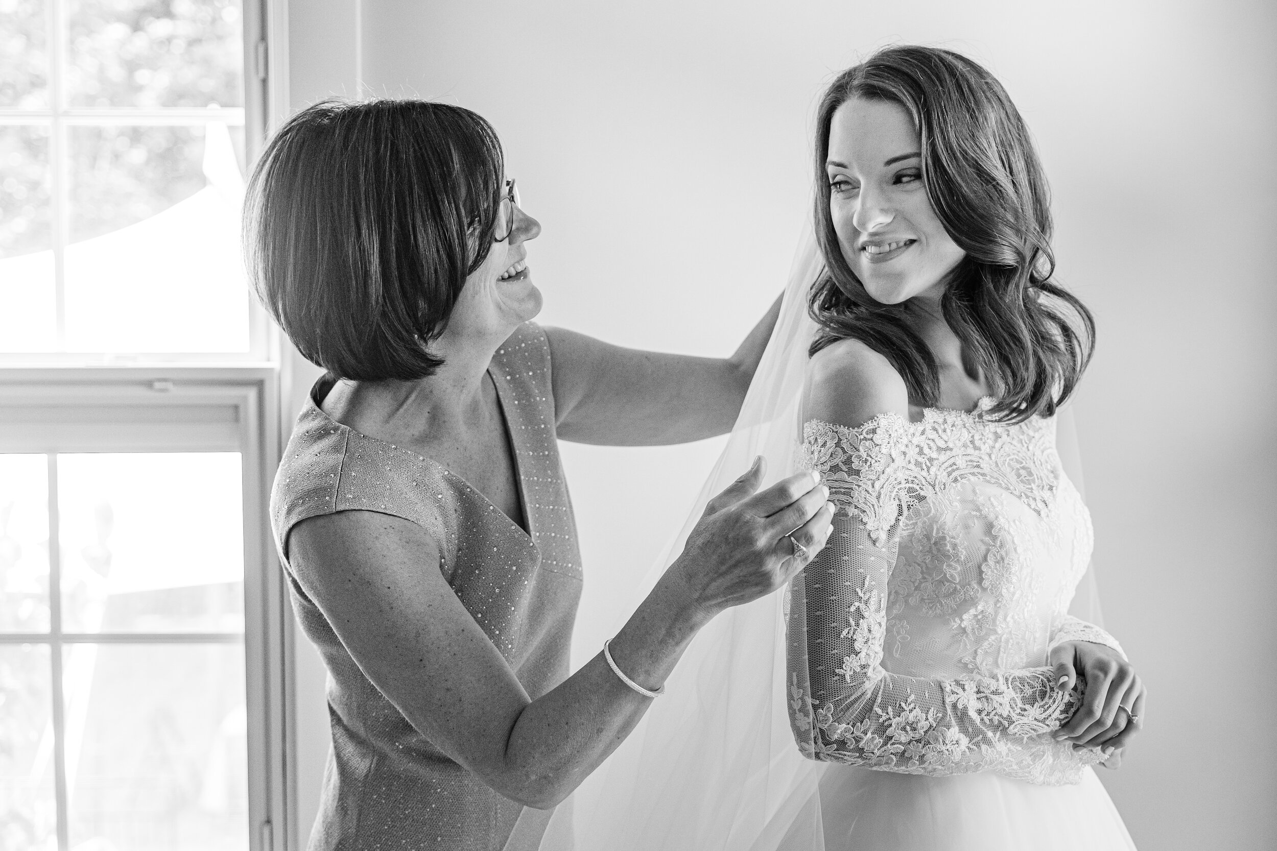 Elegant Bride and her mom getting ready for her grand Catholic wedding