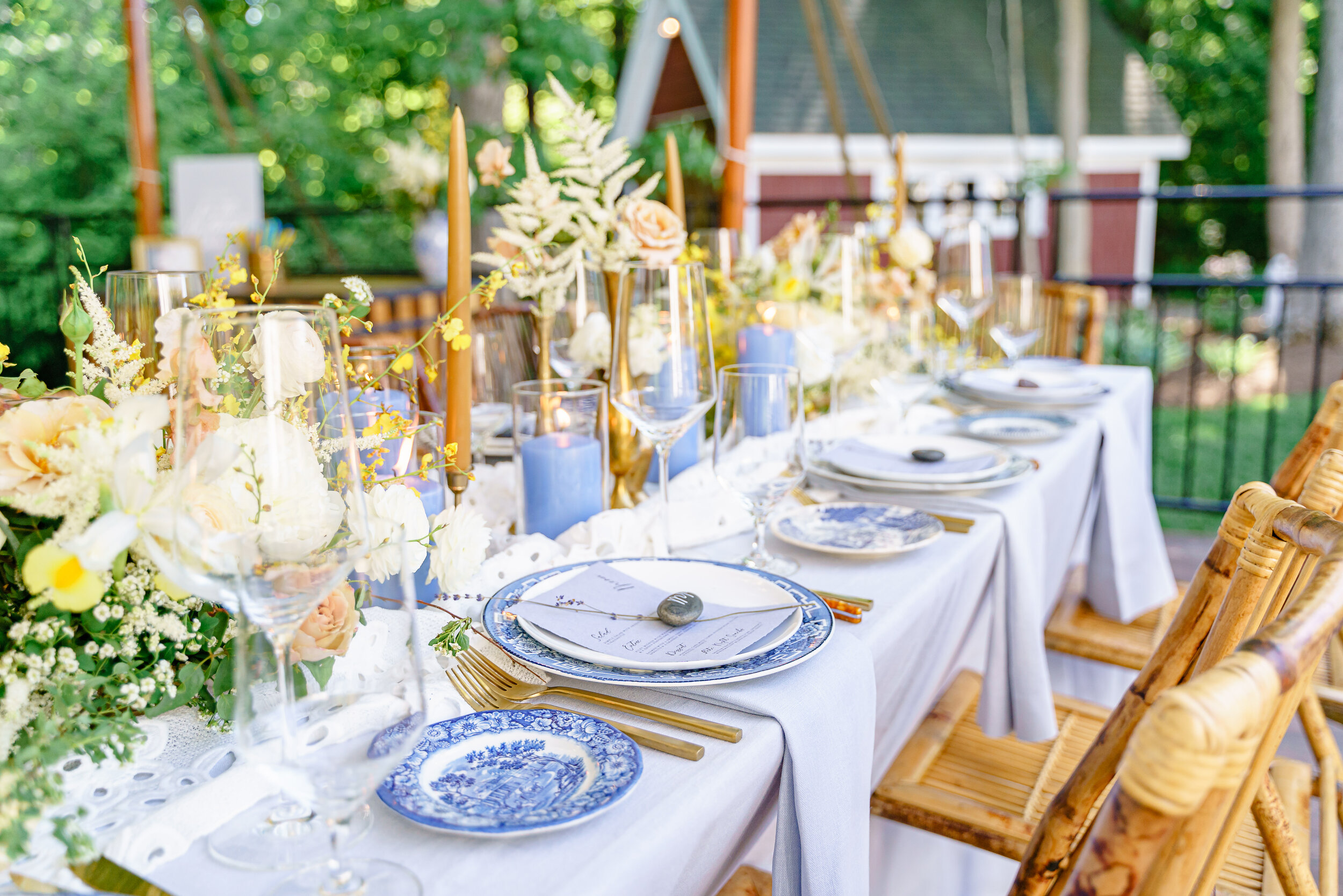 Classic and Timeless Tablescape design for midwest summer wedding reception
