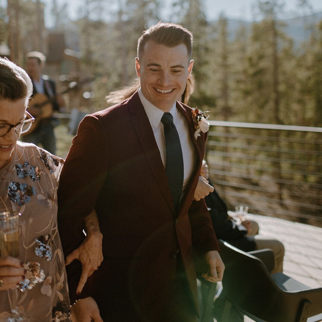 Modern Moody Groom Walk's Mothers Down The Aisle | Intimate Mountain Wedding | Wildly Collective | Kate + Alex