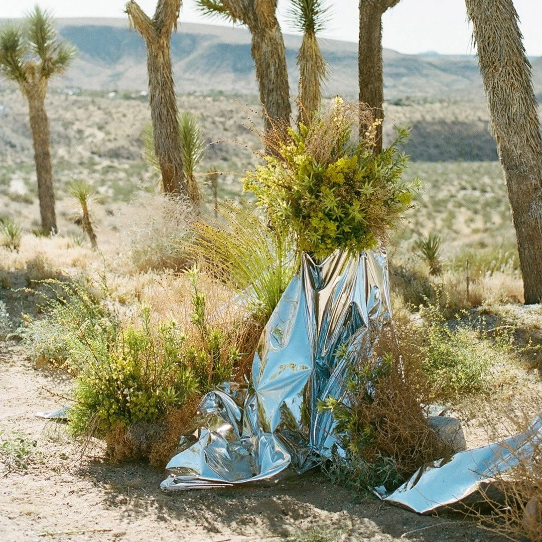 A mirage in the desert concept that began at ceremony and carried through dinner with @chelsea_sphere aerial performance. 

Planner &amp; Designer: @wildlycollective_
Photographer: @cedarandpines
Venue: @lechacuel
Floral Designer: @stillcarnations
Ca
