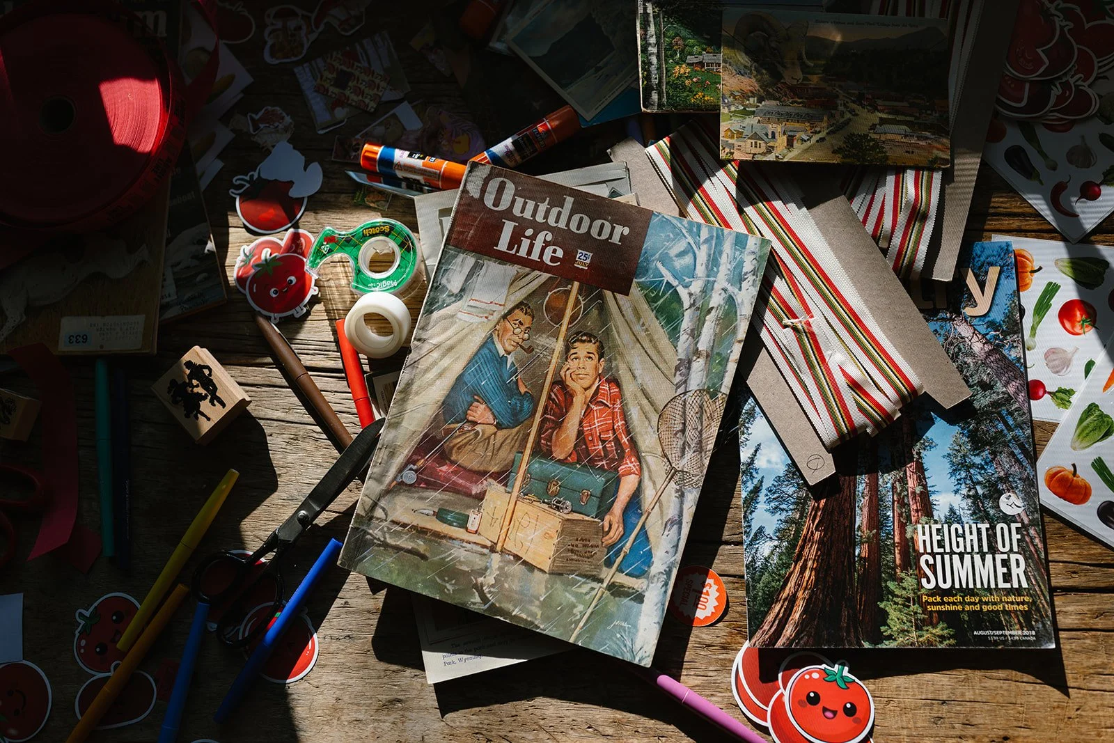 Outdoor magazine and other collage supplies