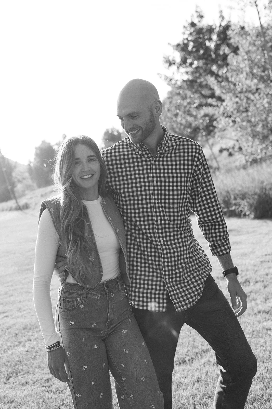 Bride and groom walking together