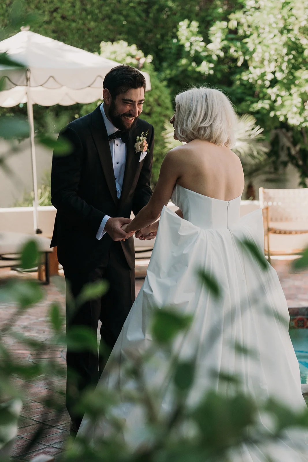 Bride and groom seeing each other for the first time