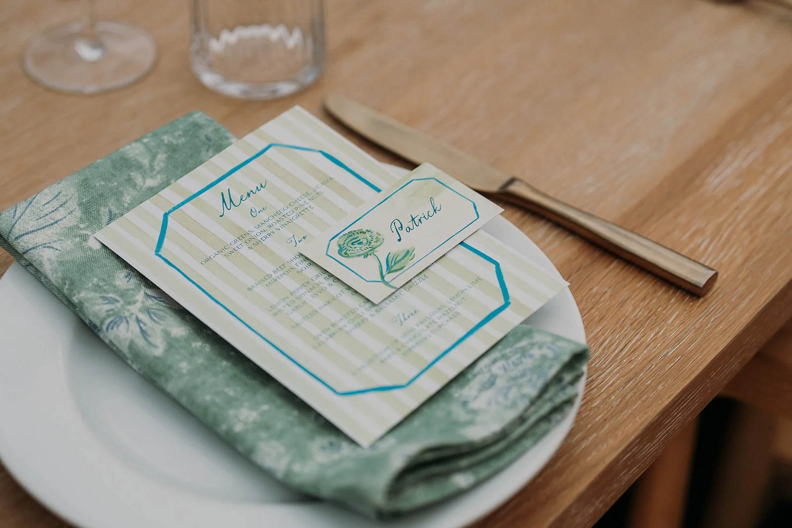 Table setting with menu and namecards