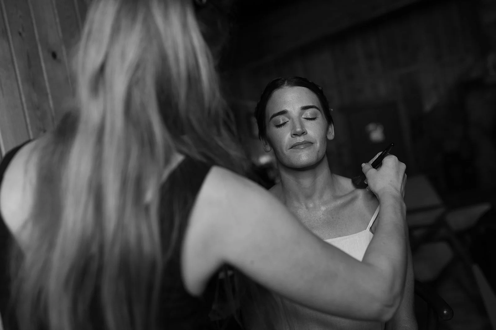 Bride getting her makeup done