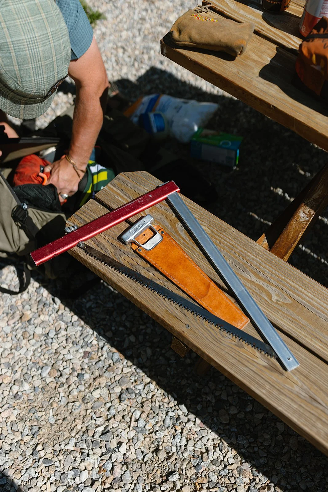 Building supplies being laid out
