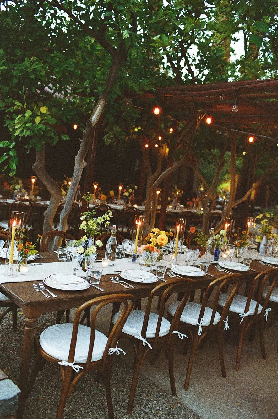 Table setting with florals and candles