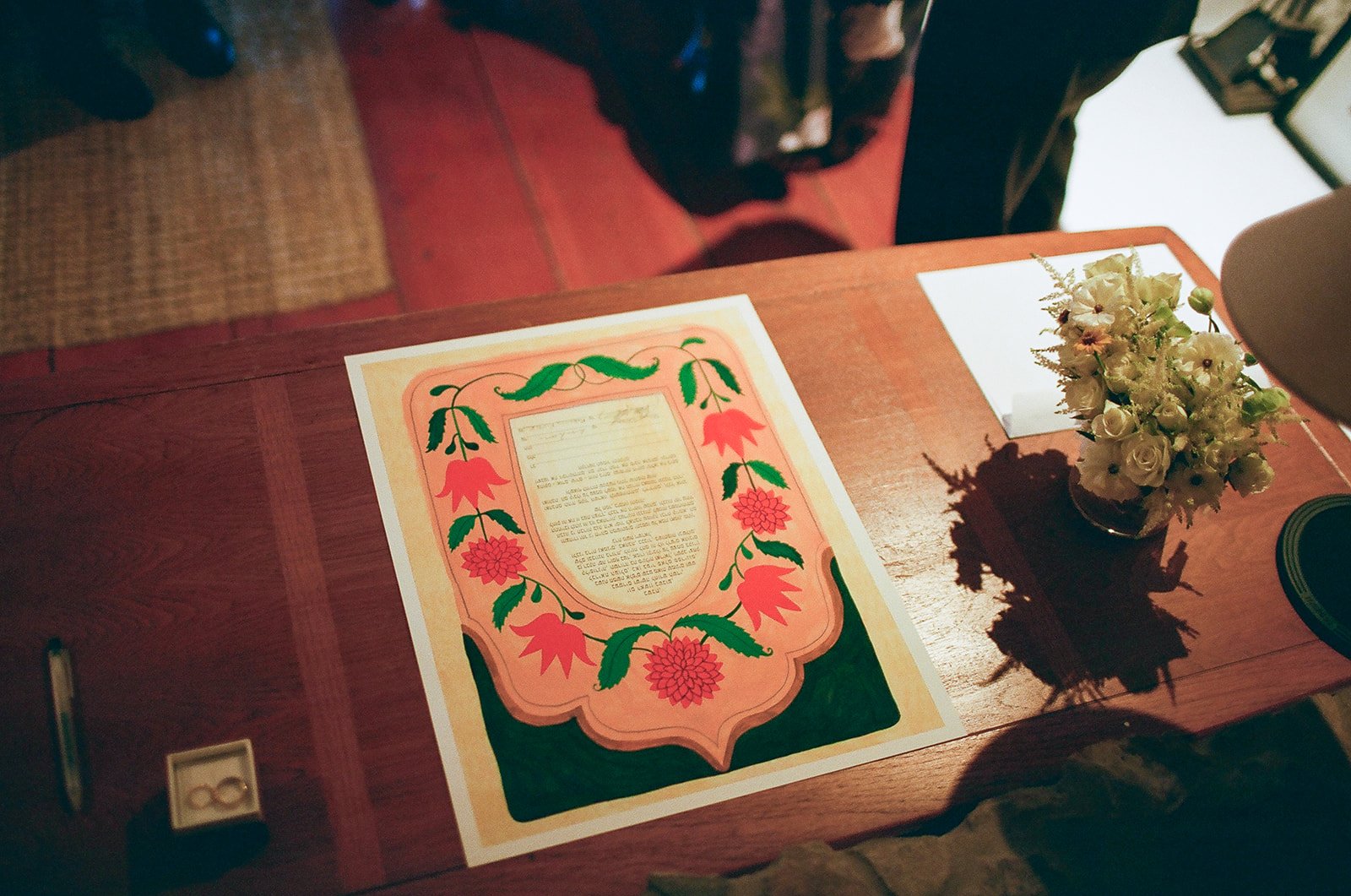 Ketubah and wedding rings