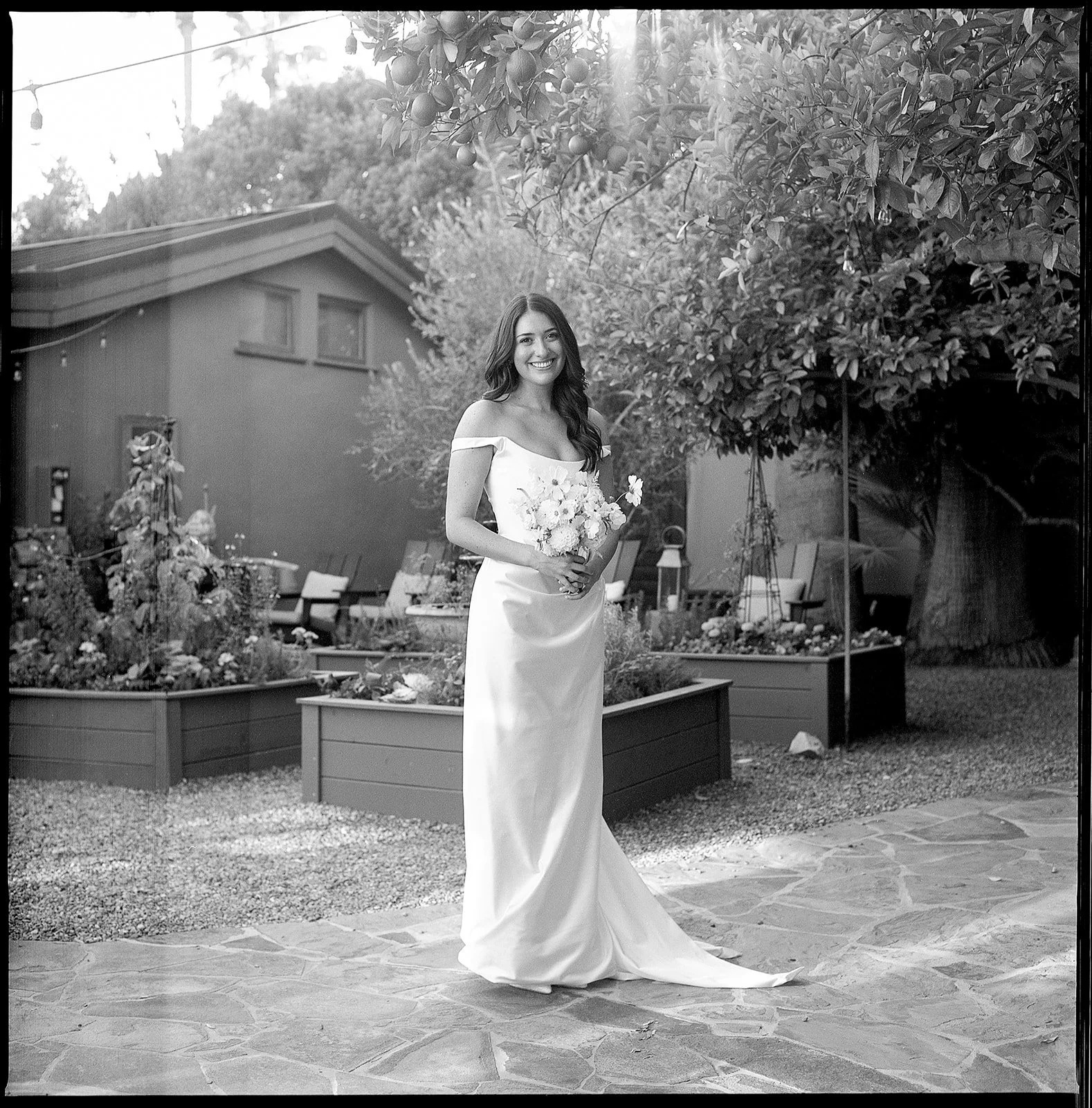 Bride holding bouquet