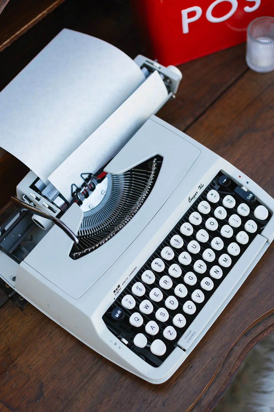 Typewriter on desk at welcome table