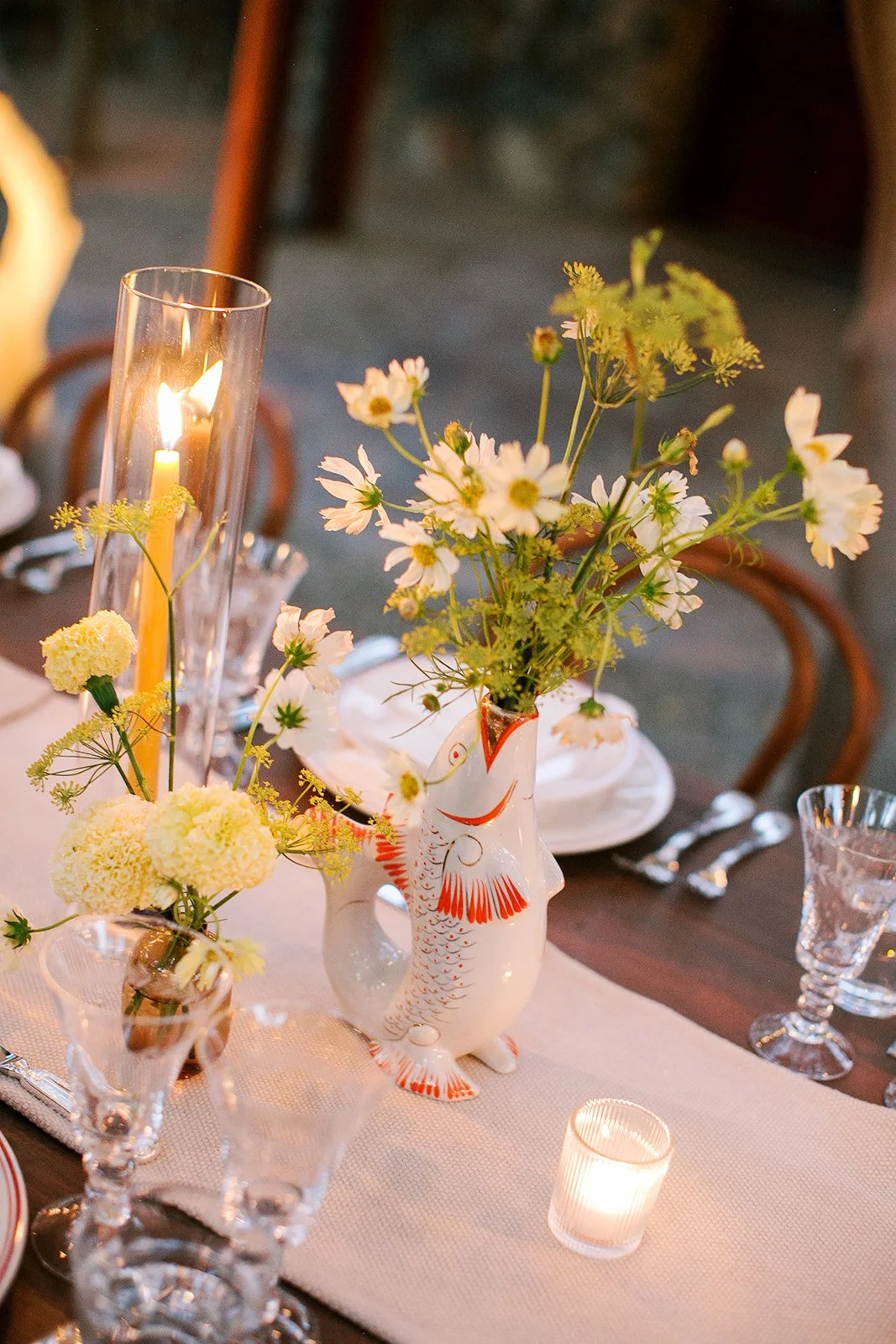 Fish vase with florals coming out of mouth