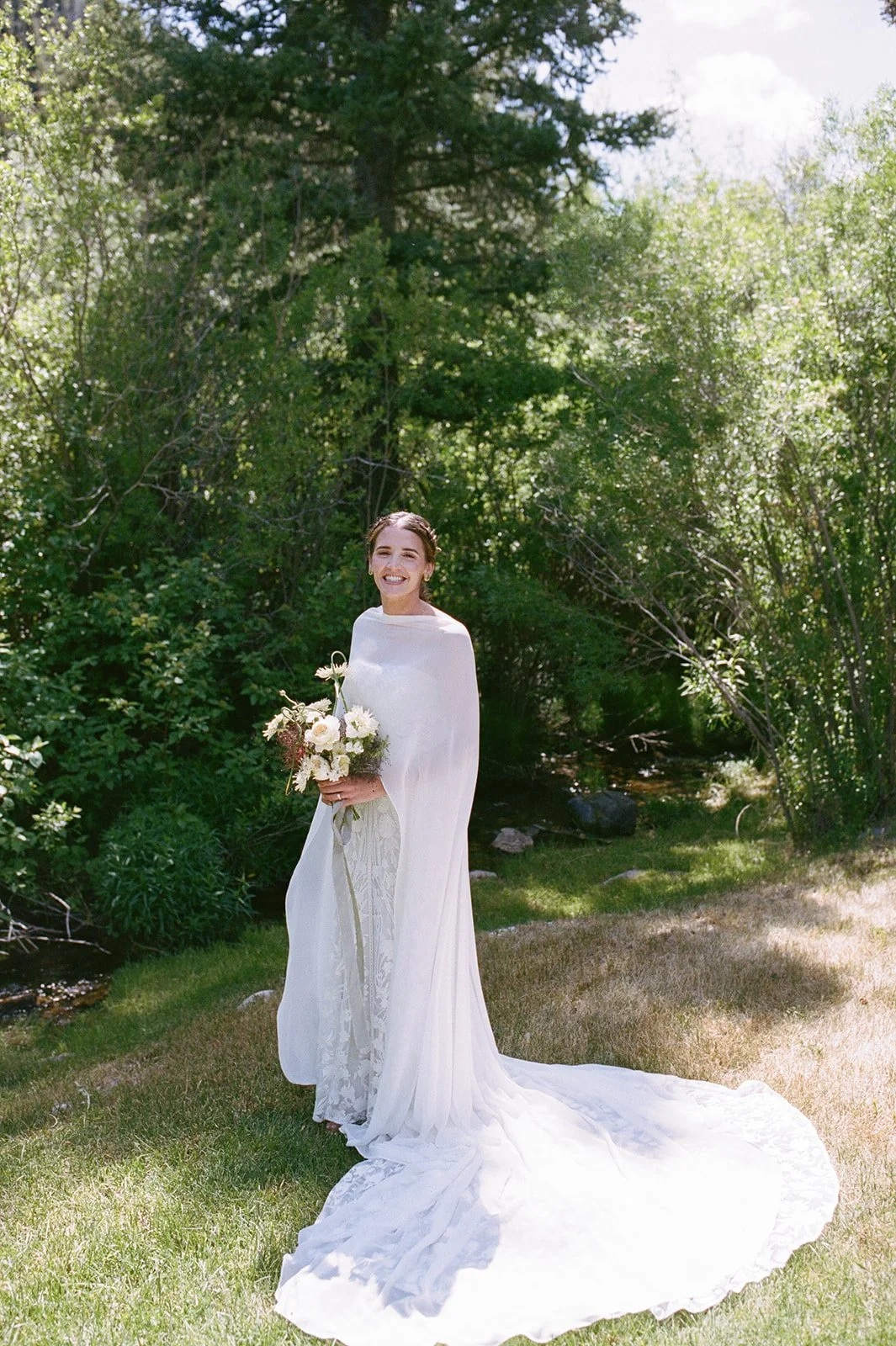 Bride smiling at camera