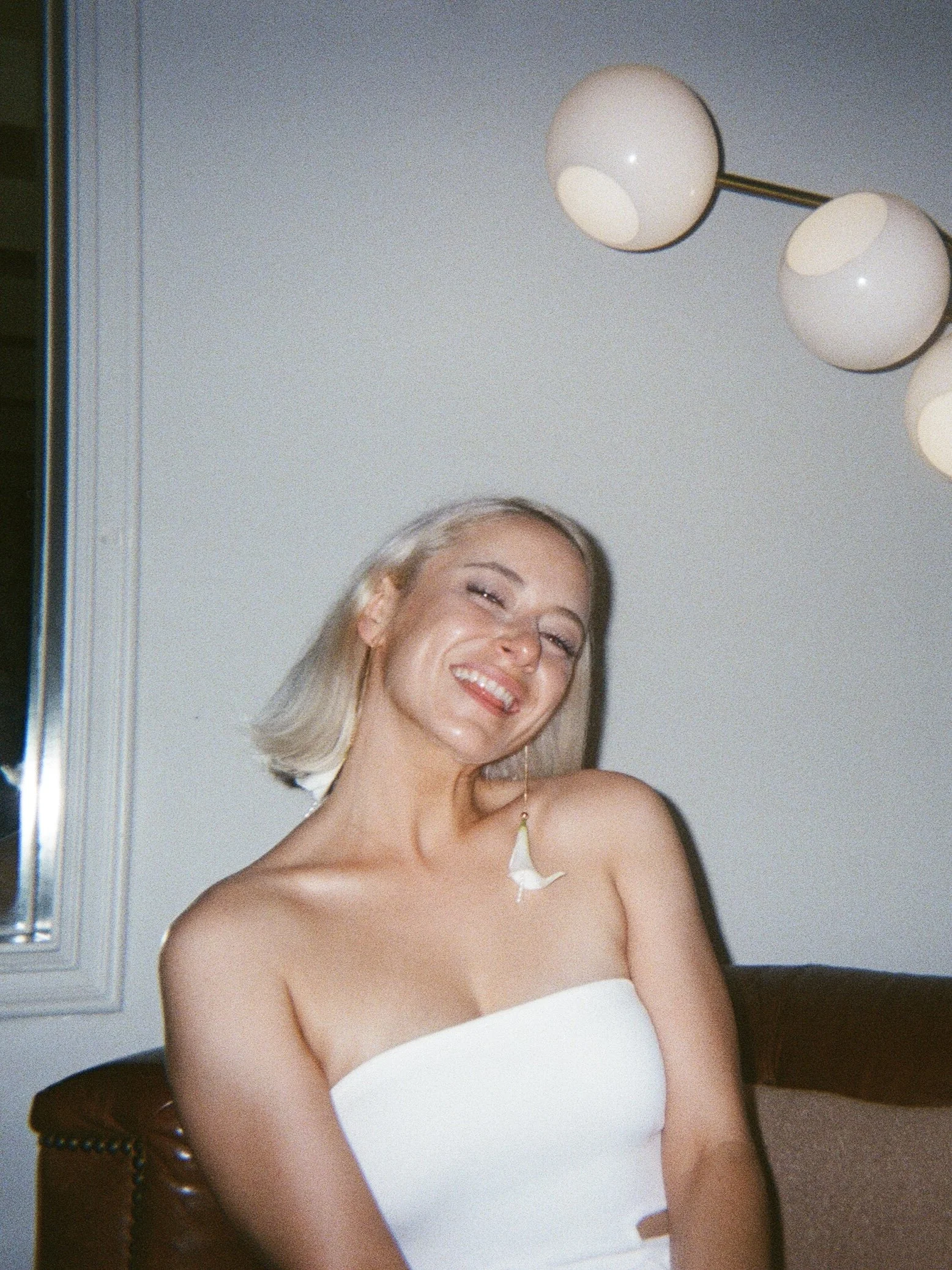 Bride smiling at camera