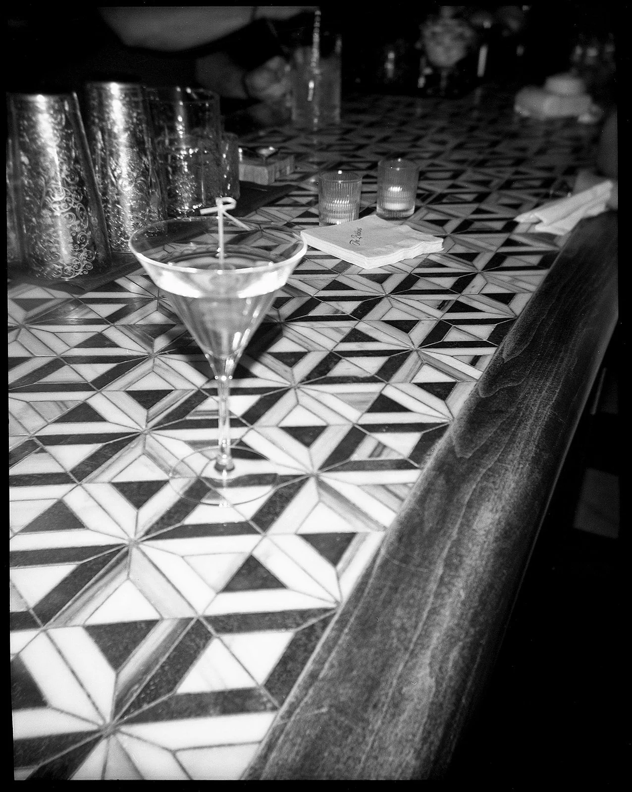 Martini sitting on bar