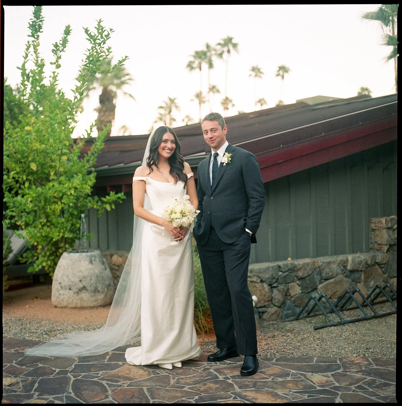 Bride and groom in wedding attire
