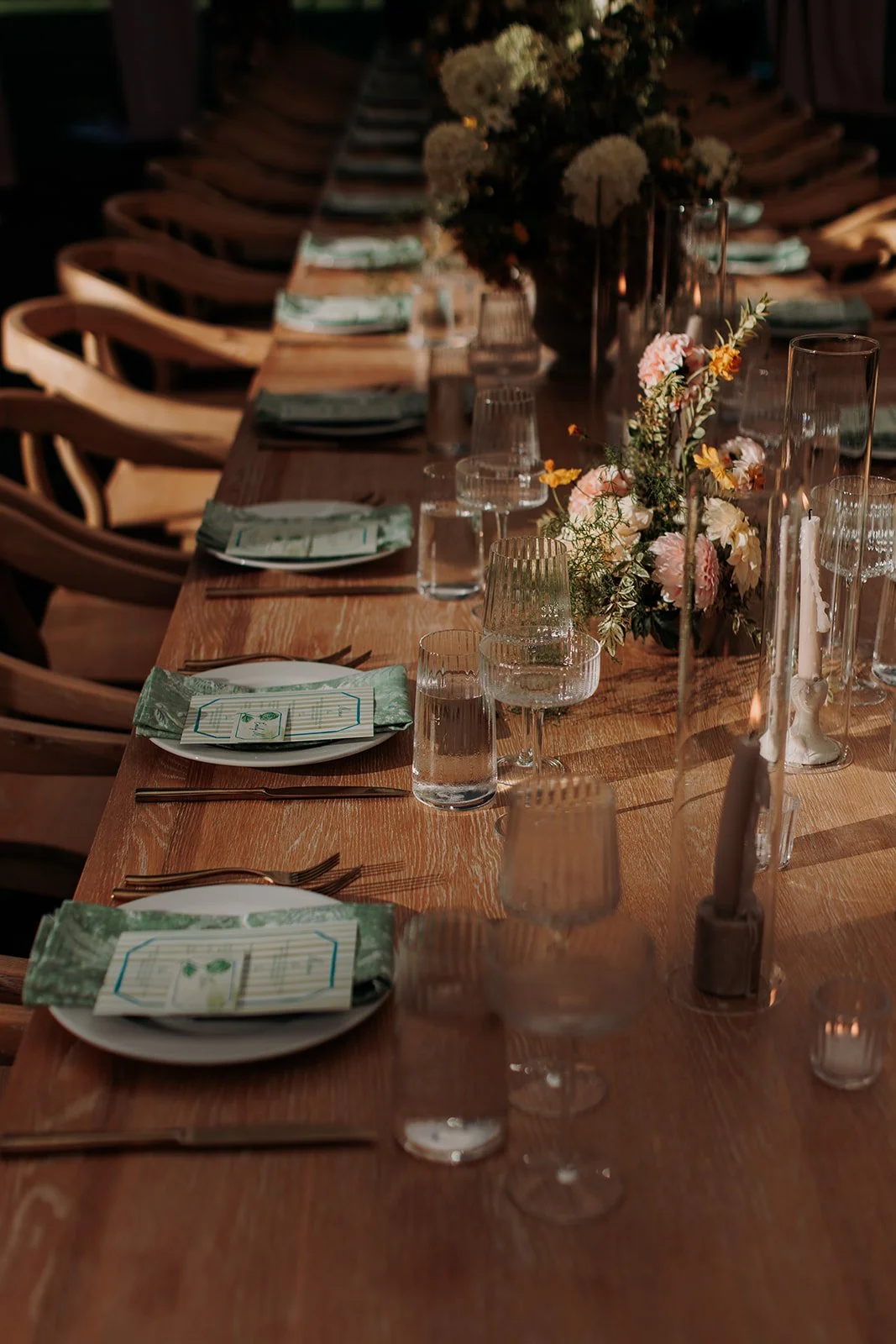 Dinner tables set at reception